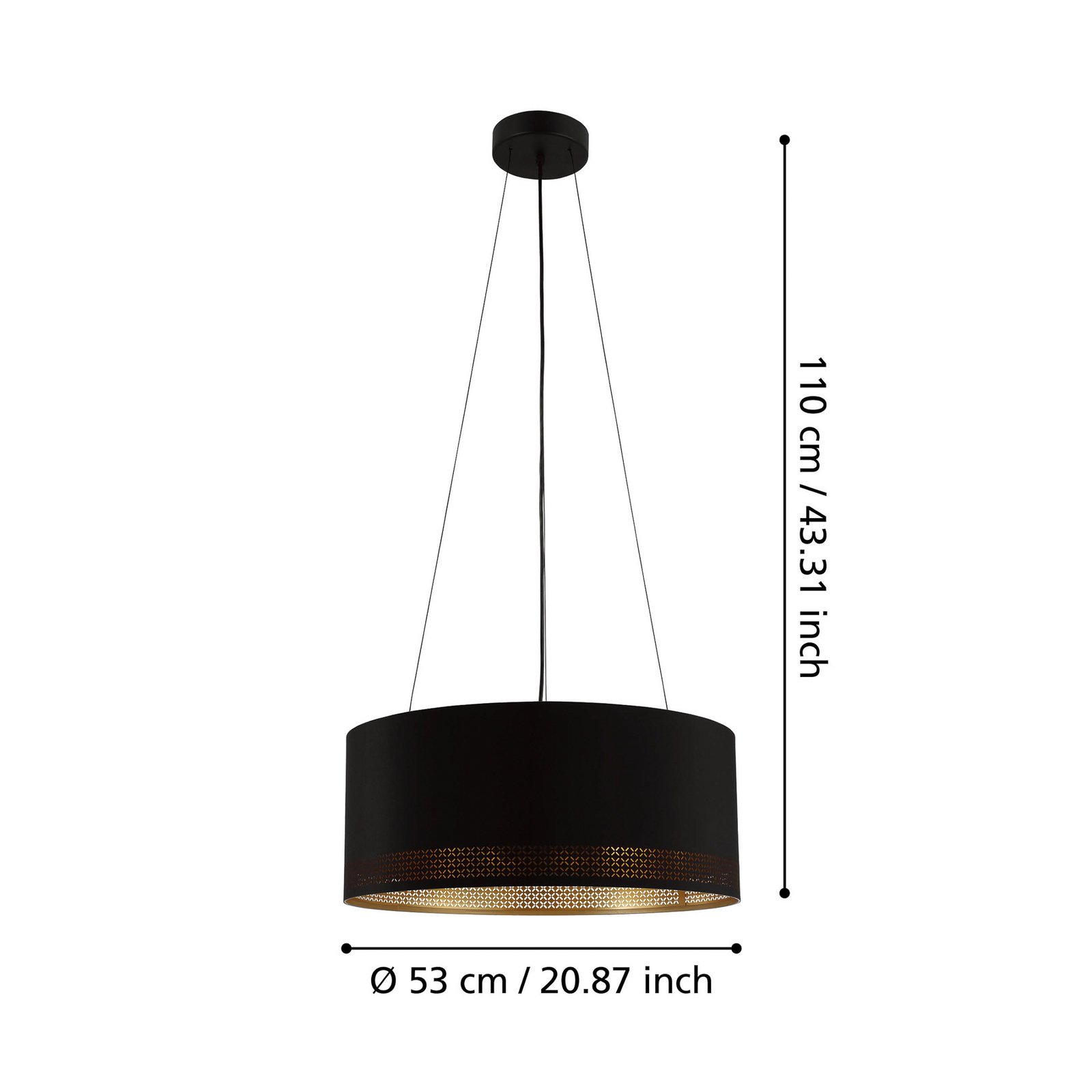 Lampada a sospensione Esteperra, nero/oro, Ø 53 cm