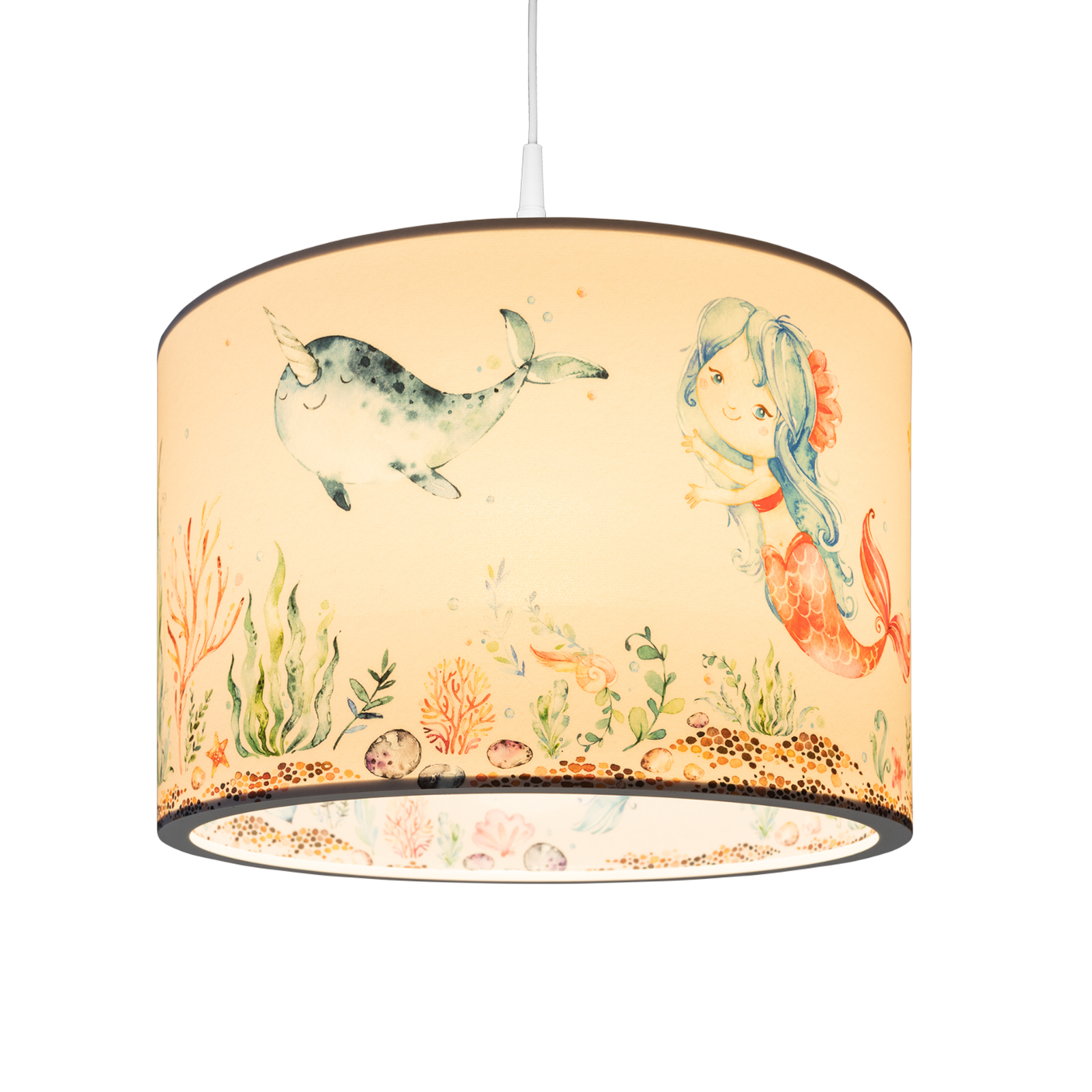 Hanglamp 25/40 zeemeerminnen, Ø 38 cm, kleurrijk, E27