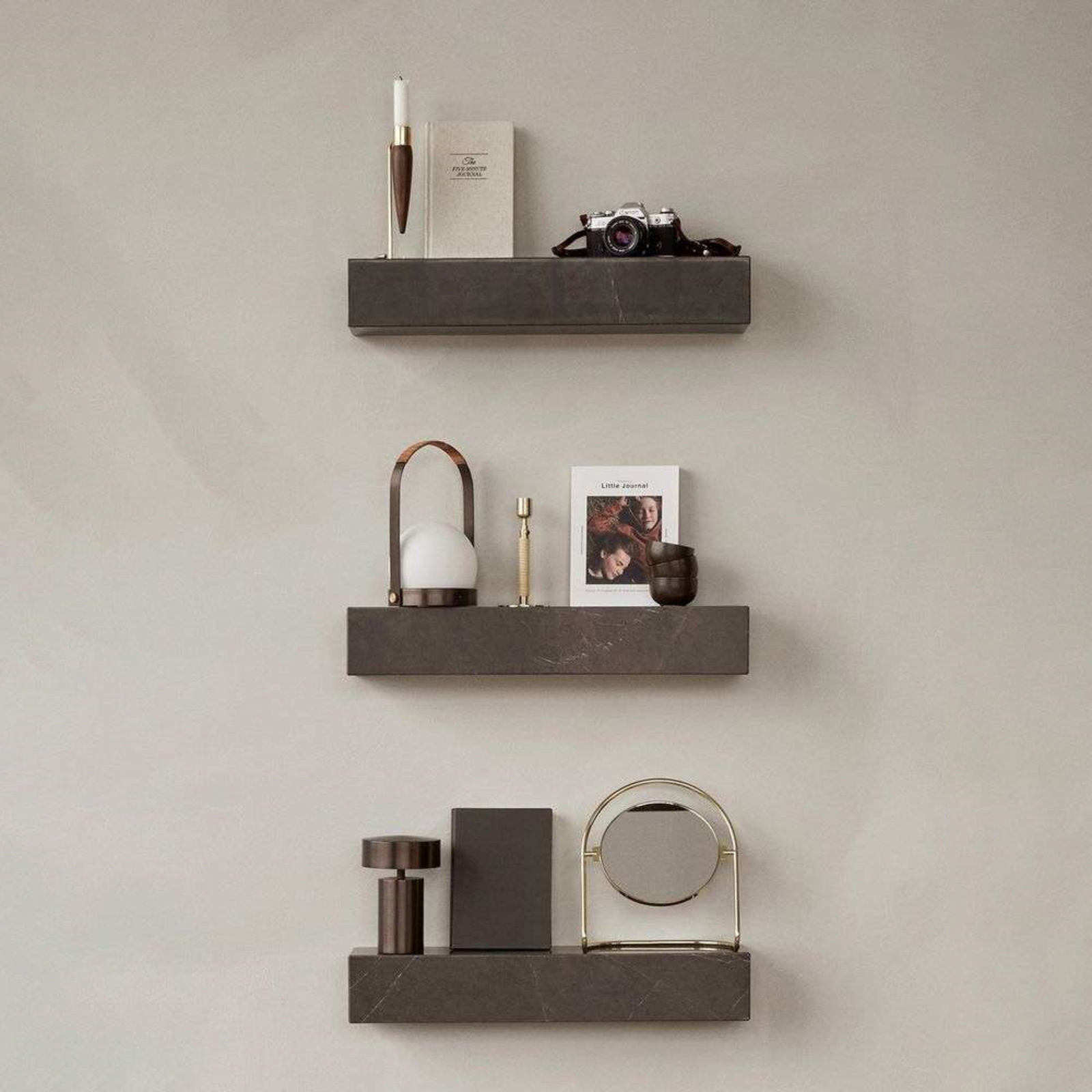 Plinth Etagère Brown Grey Kendzo Marble - Audo Copenhagen