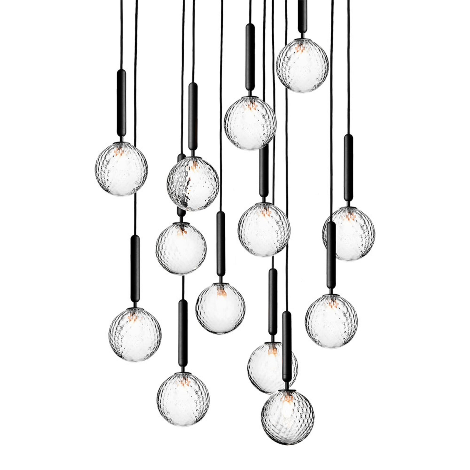 Miira 13 lysekrone, grå/klar, Ø 92 cm, 13-flg. Nuura Aps - Spisestue - Skandinavisk - Metal - Med flere lyskilder billede