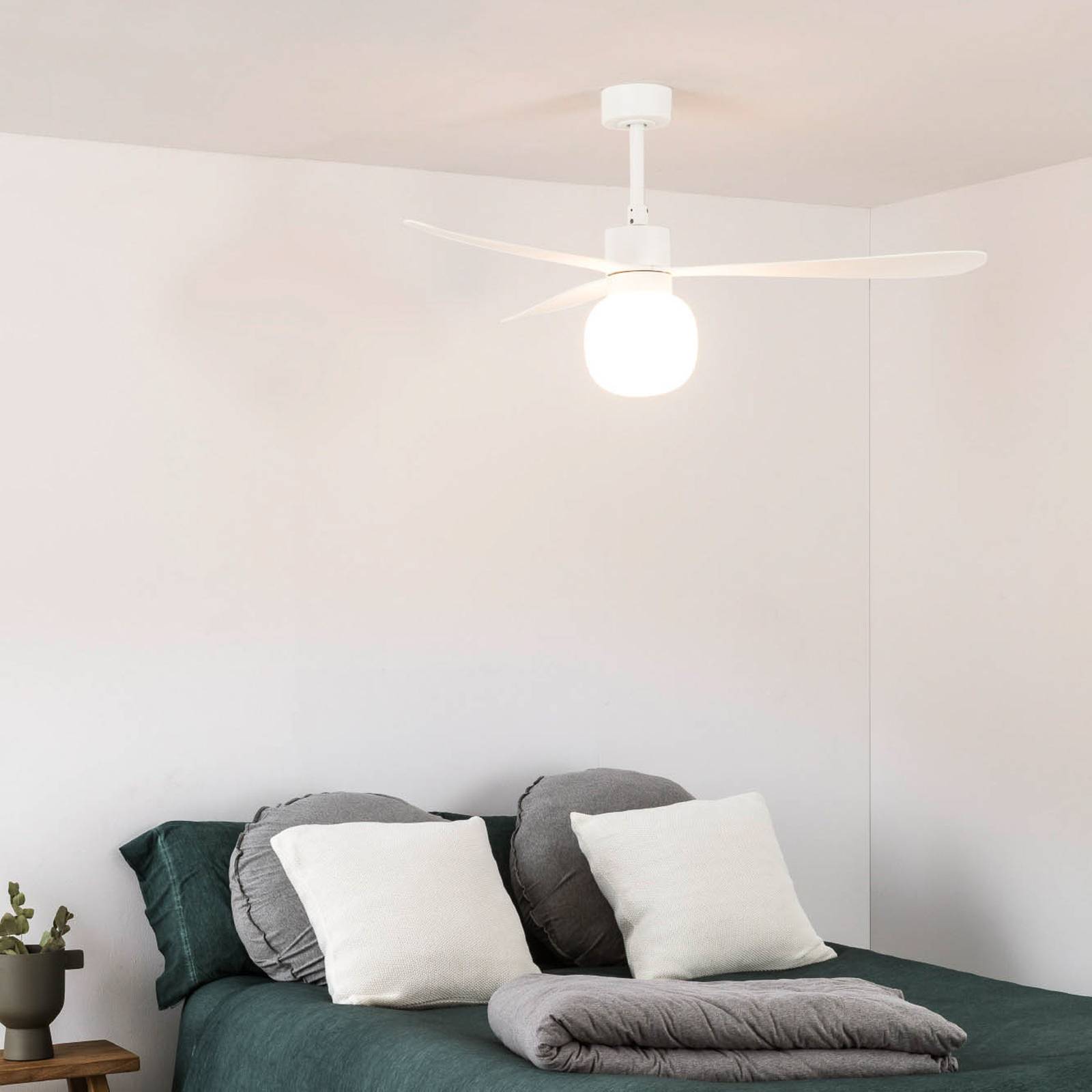 E-shop Stropný ventilátor Amelia Ball LED svietidlo biela
