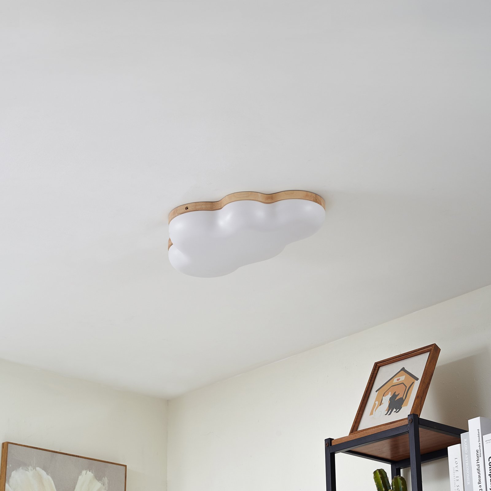 Pilvi LED Candeeiro de Teto Branco/Madeira - Lindby