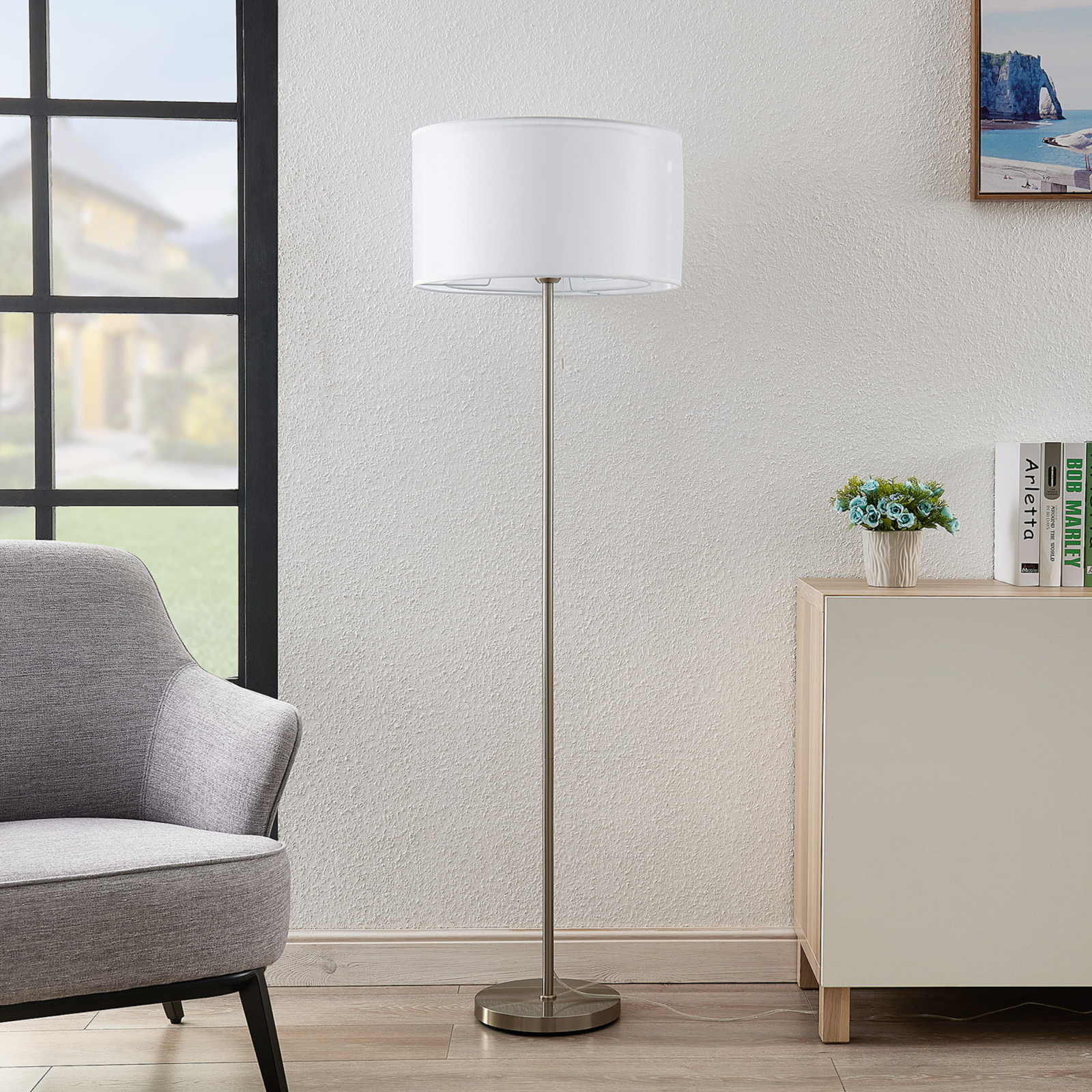 Lindby Taxima floor lamp, white