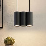 Lucande Cesur lámpara colgante, 3 luces, negro