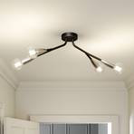 Lucande Carlea ceiling lamp 4-bulb black/nickel