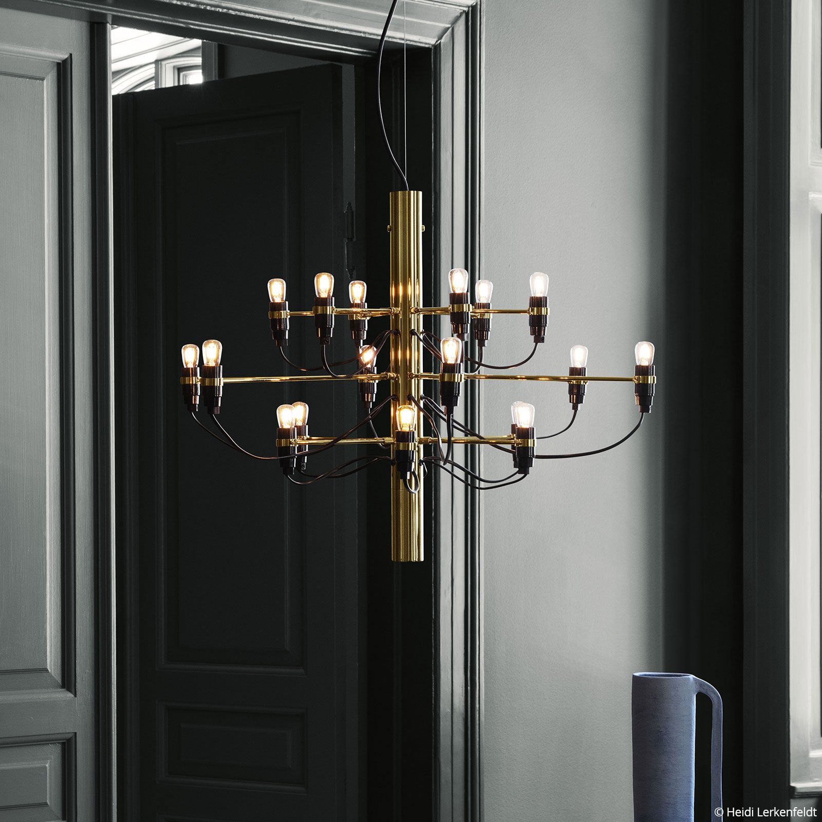 FLOS 2097/18 chandelier LED frosted, brass