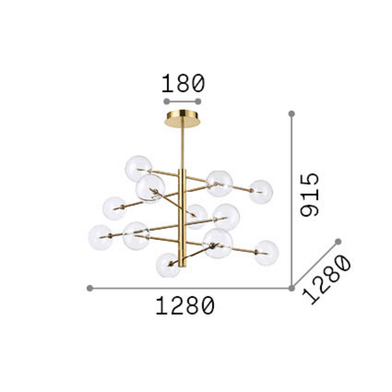 Suspension IDEAL LUX Equinoxe, chrome/gris fumé, à 12 lampes Suspension IDEAL LUX Equinoxe, chrome/gris fumé, à 12 lampes