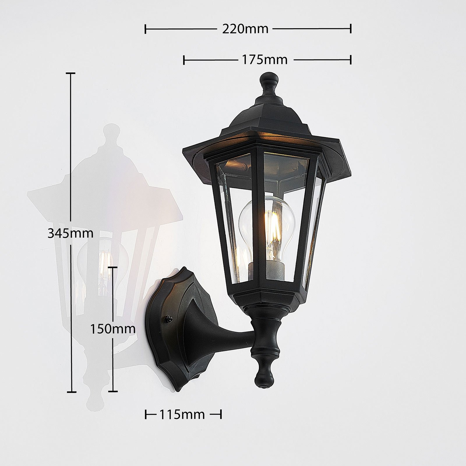 Nane Buiten Wandlamp Black - Lindby
