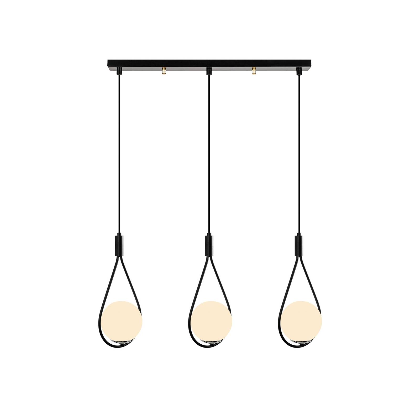 Hängeleuchte Mudoni MR-939 3-flg. linear schwarz/Opalglas