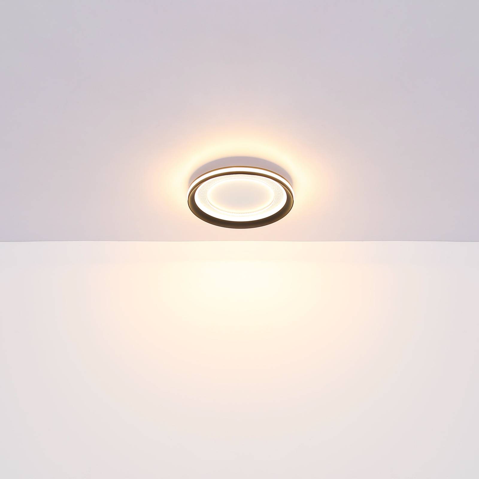 Lampa sufitowa LED Clarino, Ø 41,5 cm, czarny, akryl, CCT