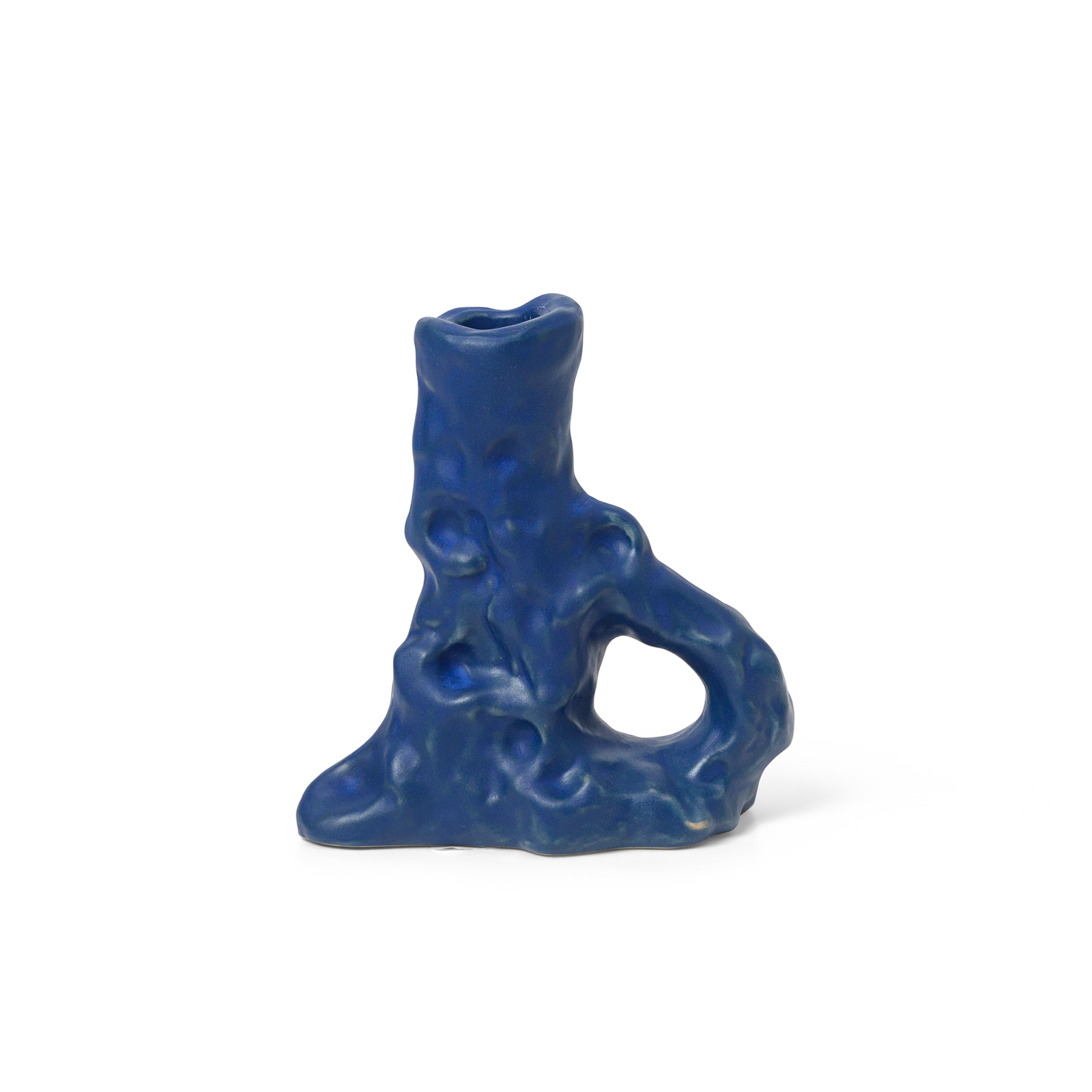 ferm LIVING Candlestick Ditto Single, blue, ceramic