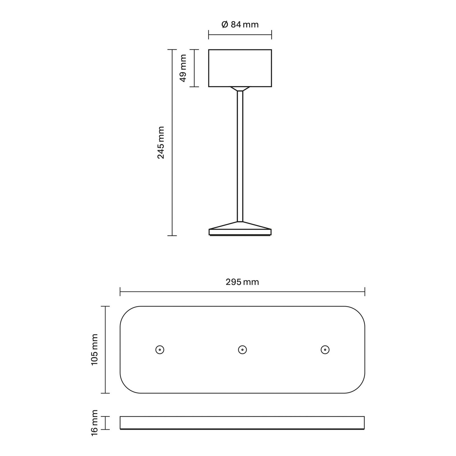 LED újratölthető asztali világítás Veluna, fehér, 3 db-os szett, 25 cm, IP44