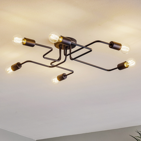 Lampa sufitowa Tube 6-punktowa czarna