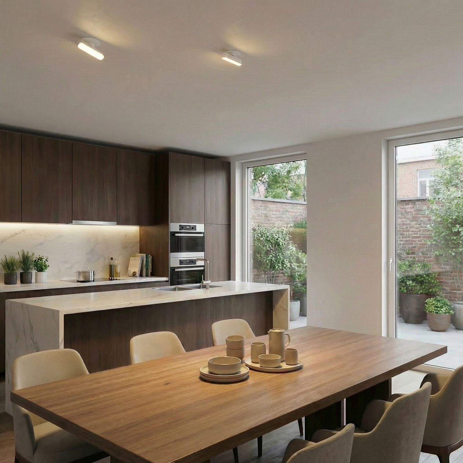 Lindby Eldrin LED recessed light, white, batten light, 13.1 cm