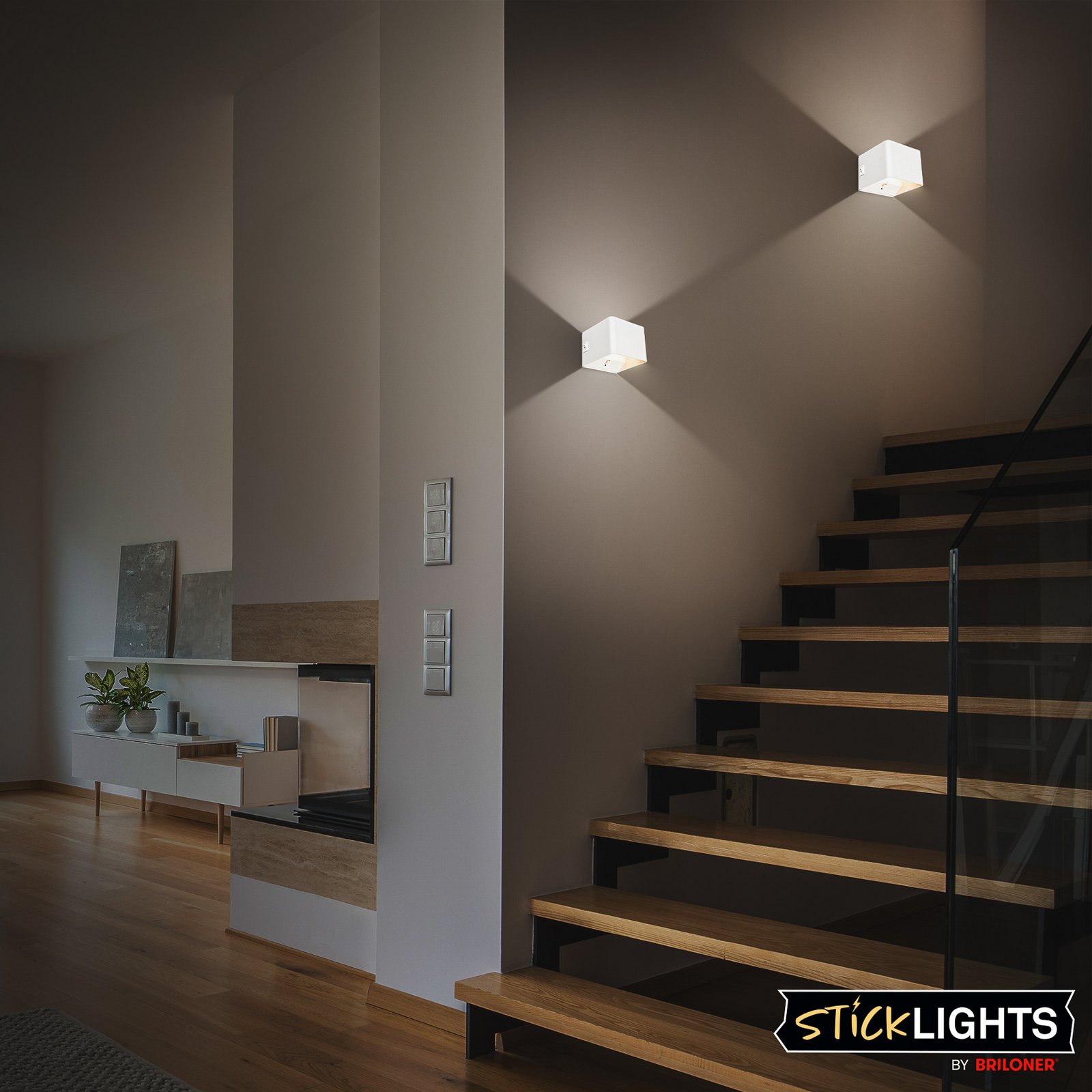 LED-akutoitega seinavalgusti Barro, valge, laius 8 cm, metall, andur