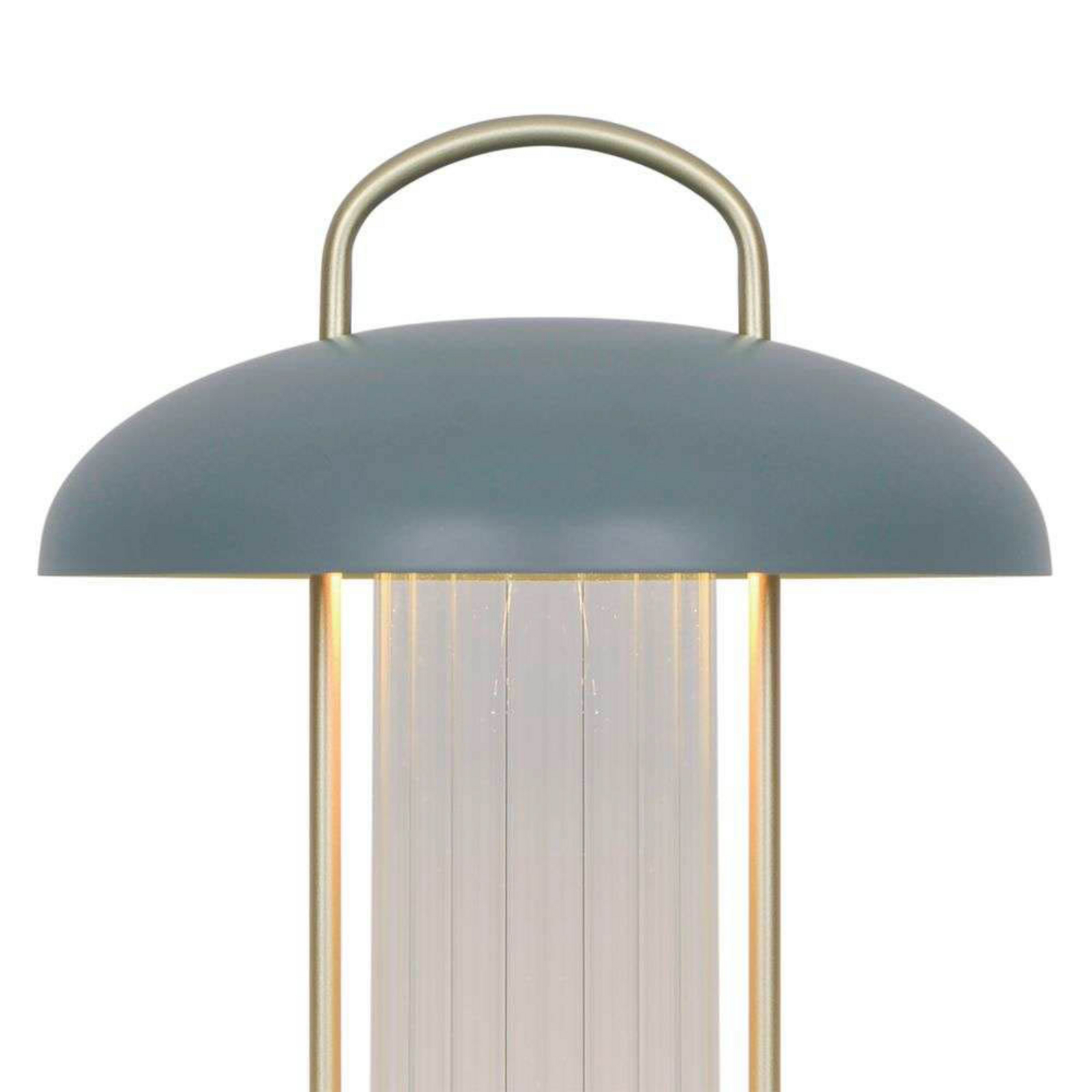 LED-batteridrevet bordlampe Mirano, højde 29 cm, støvgrøn, metal