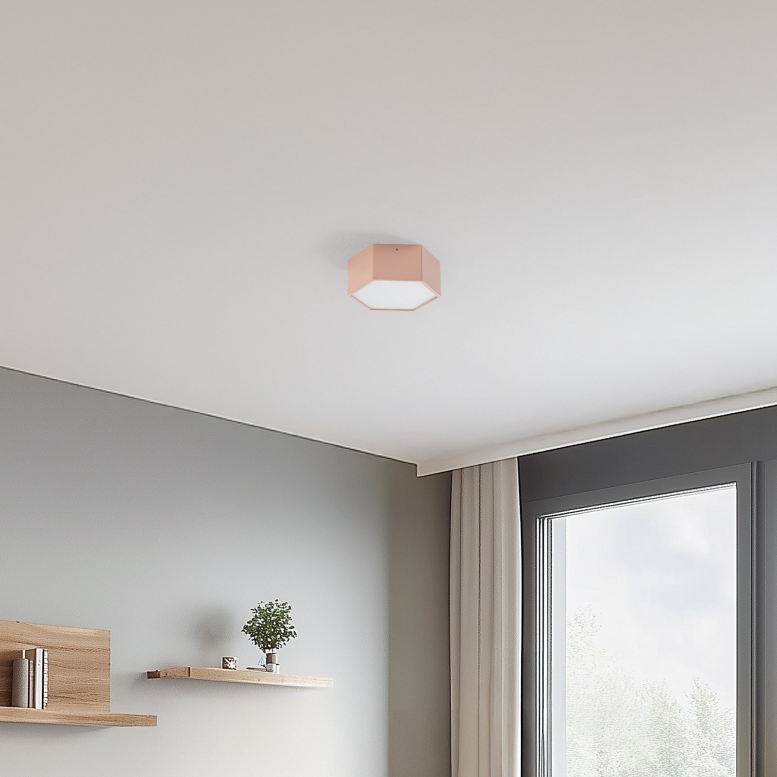LED griestu lampa Libre, persiku krāsā, tērauds, 3000 K