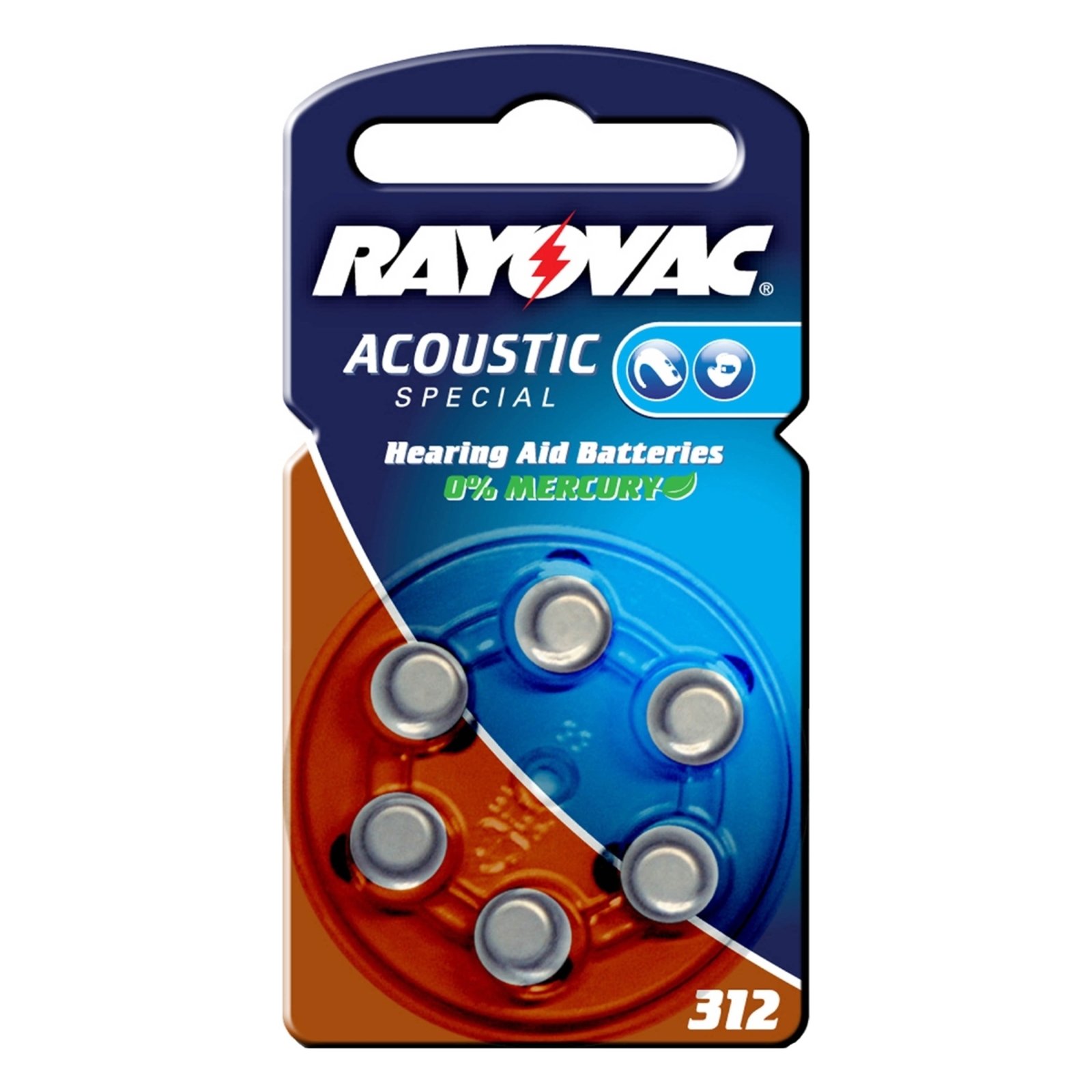 Rayovac 312 Acoustic 1.4 V, 180mAh button cell