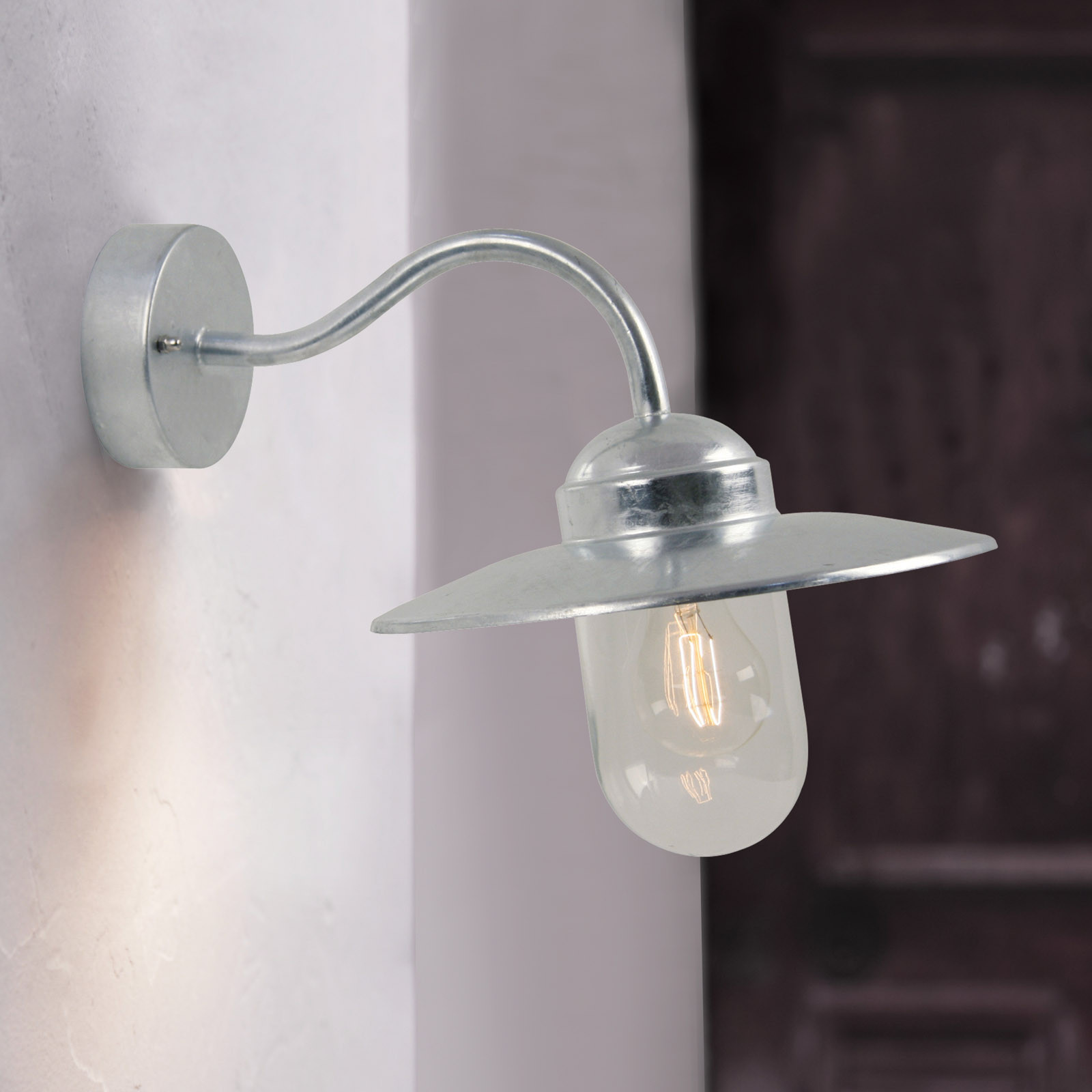 Luxembourg Utomhus V&auml;gglampa Galvanised Nordlux - Metall - Med en ljusk&auml;lla