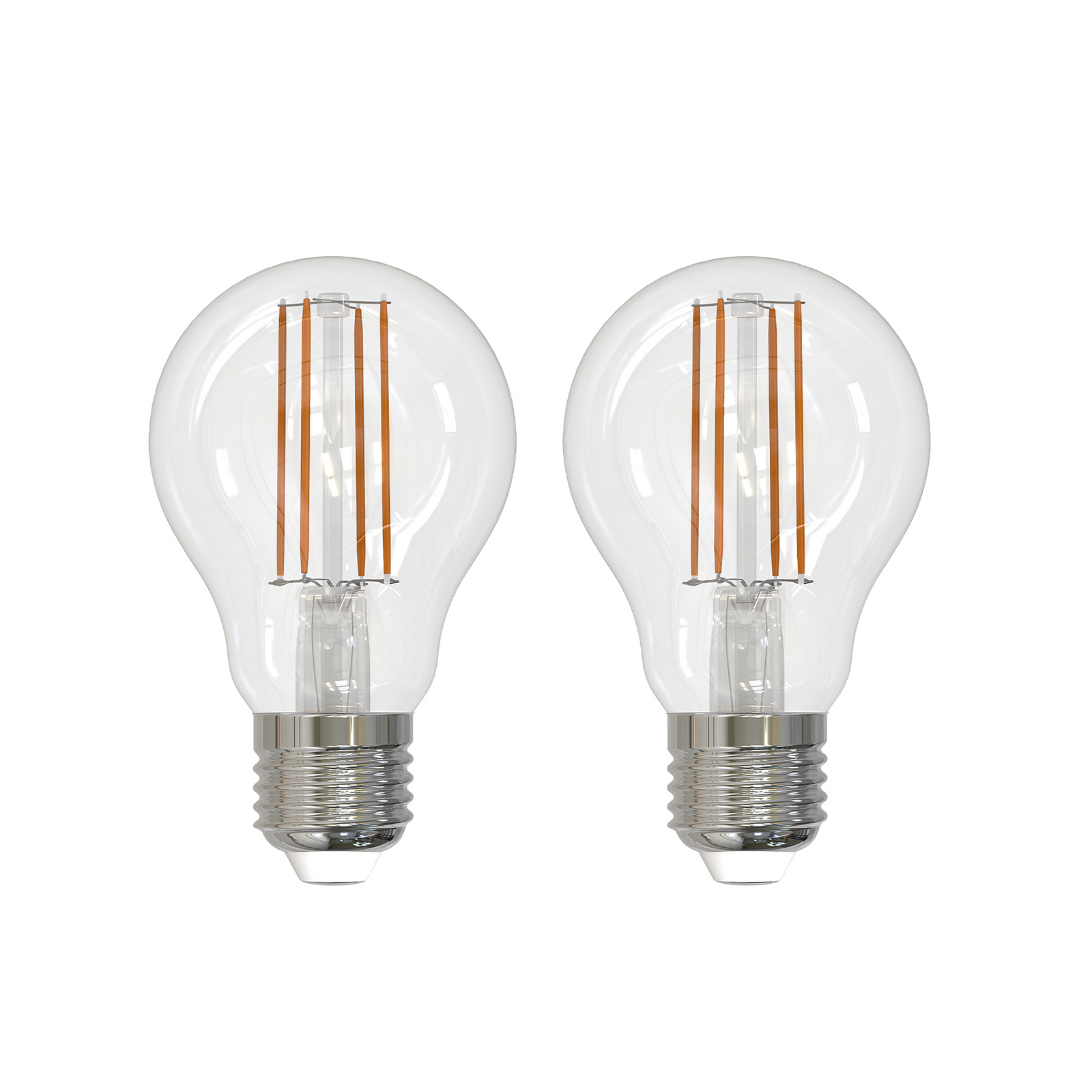 LED-filamentpære E27 6W klar 2.700K dæmpbar sæt med 2 stk