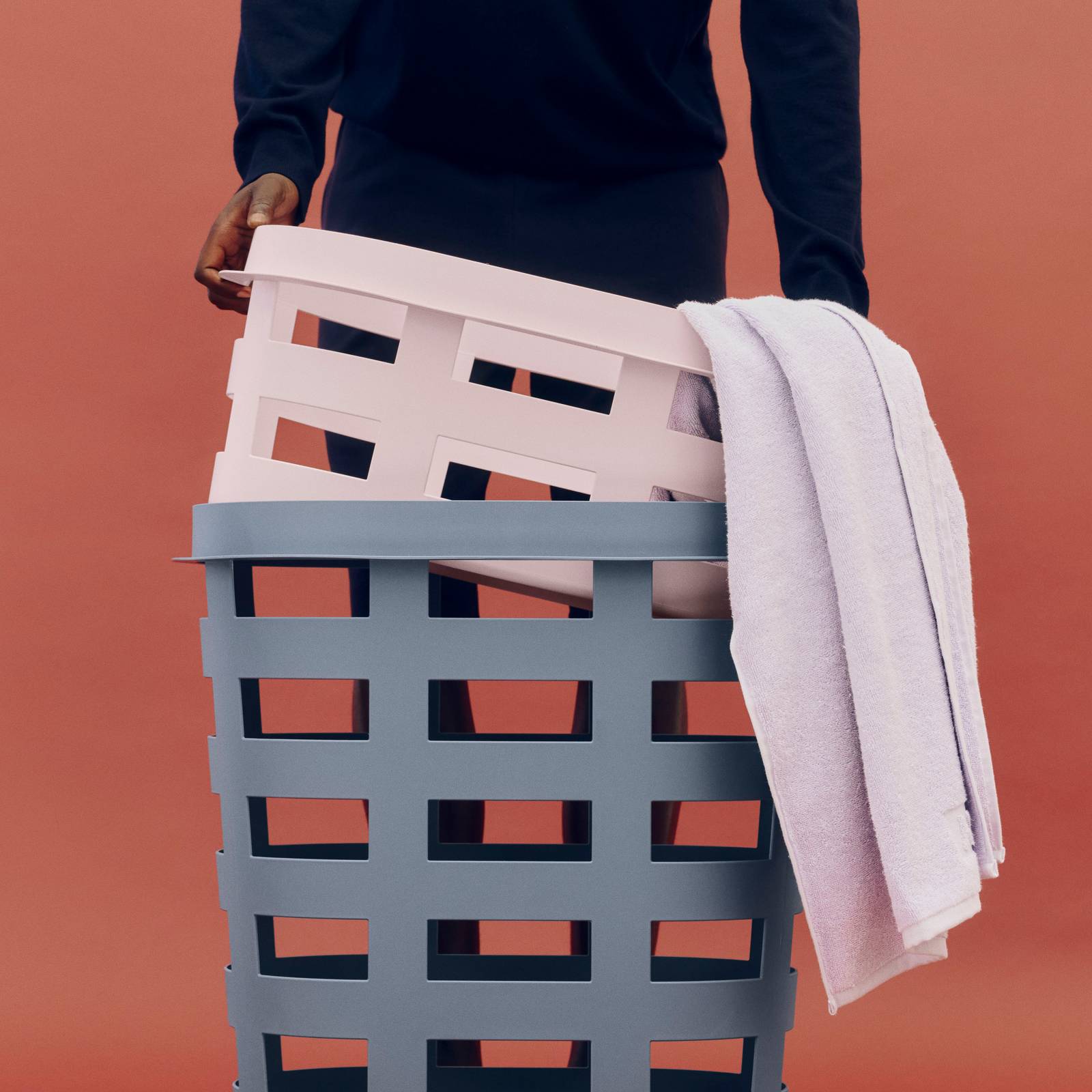 HAY Basket storage basket, pink, plastic, length 57 cm