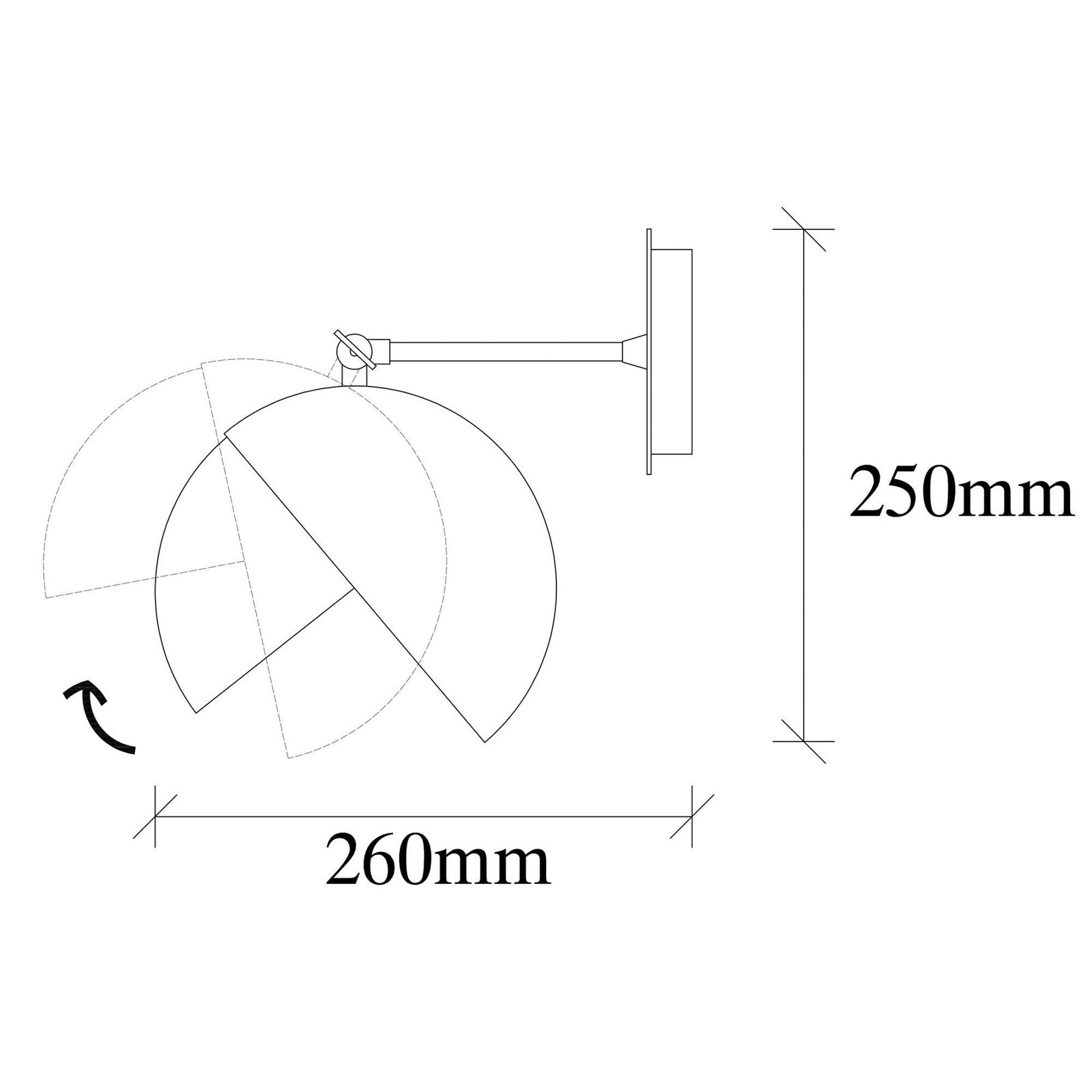 Berceste 252-A wandlamp, zwart/goud, metaal, Ø 20 cm