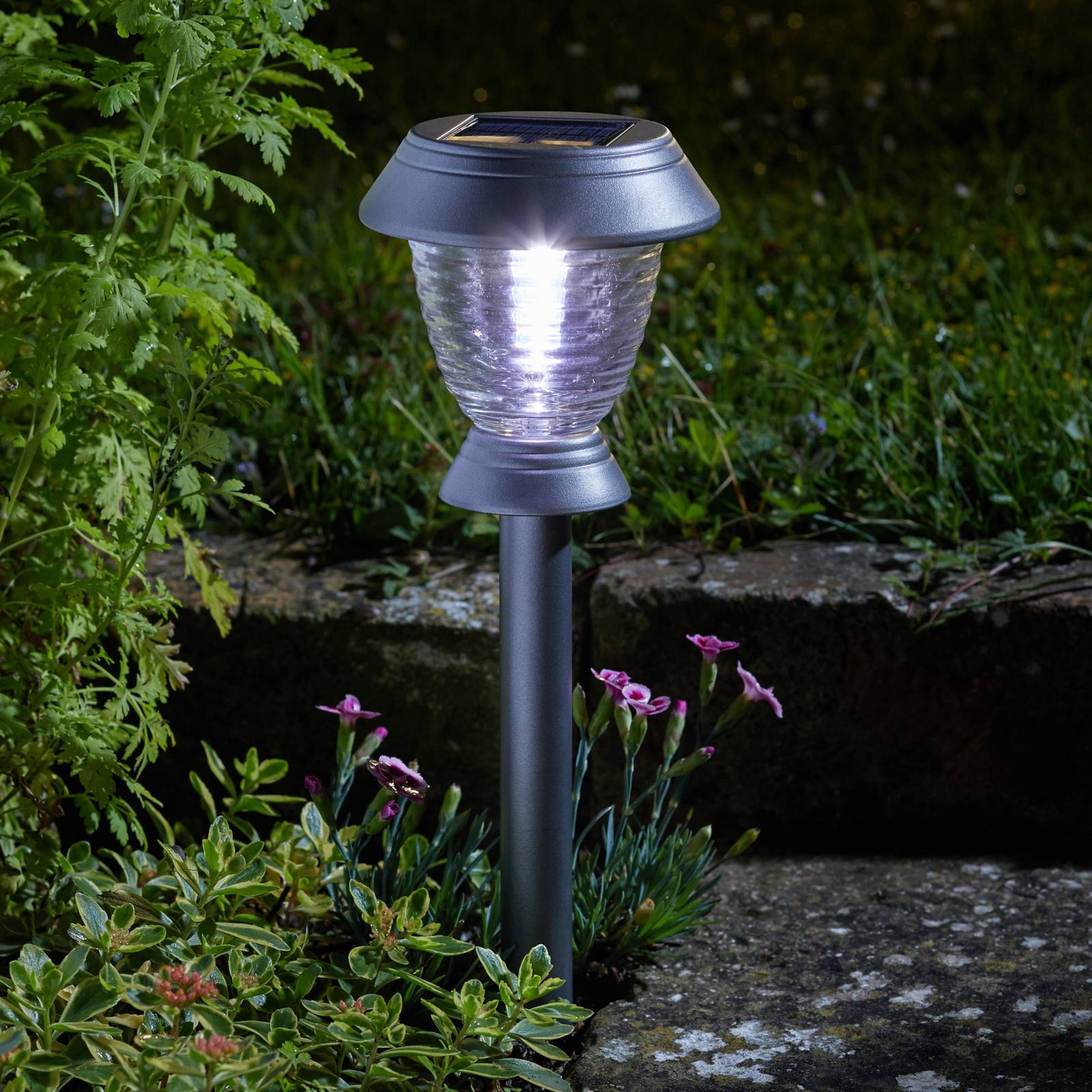 SMART GARDEN LED-solcellsbaserat markspett Triton 365 set om 4 antracit 41,5 cm