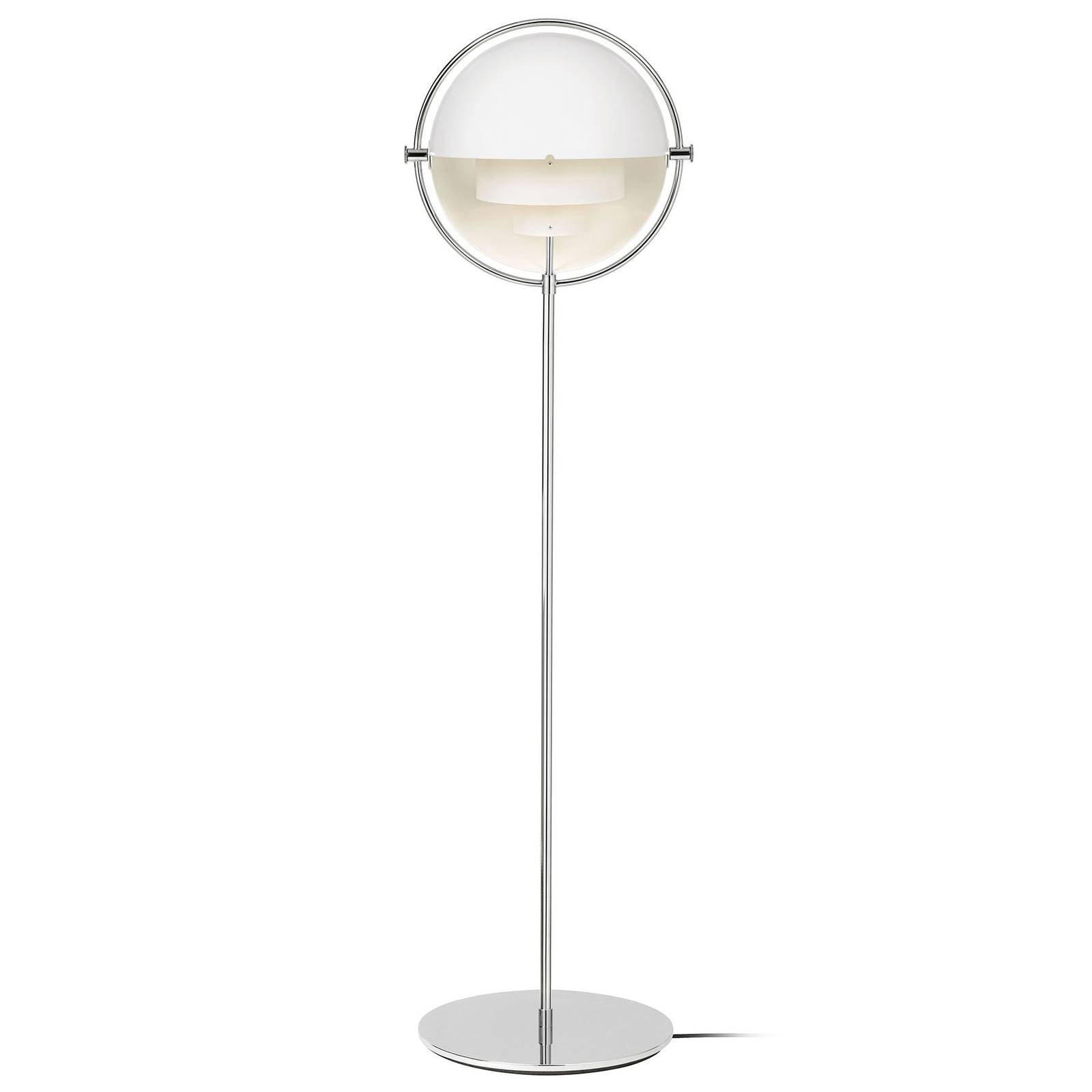 Lampa stojąca Gubi Lite, wysokość 148 cm, chrom/biały