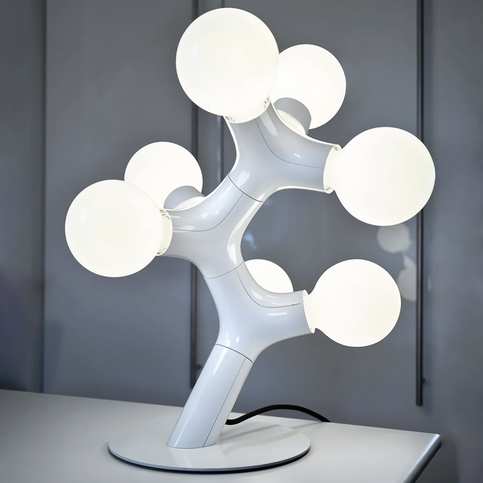 next DNA Table - designer table lamp, white, for Living / Dining Room, ABS, E27, 6 W, energy efficiency: A++, H: 40 cm