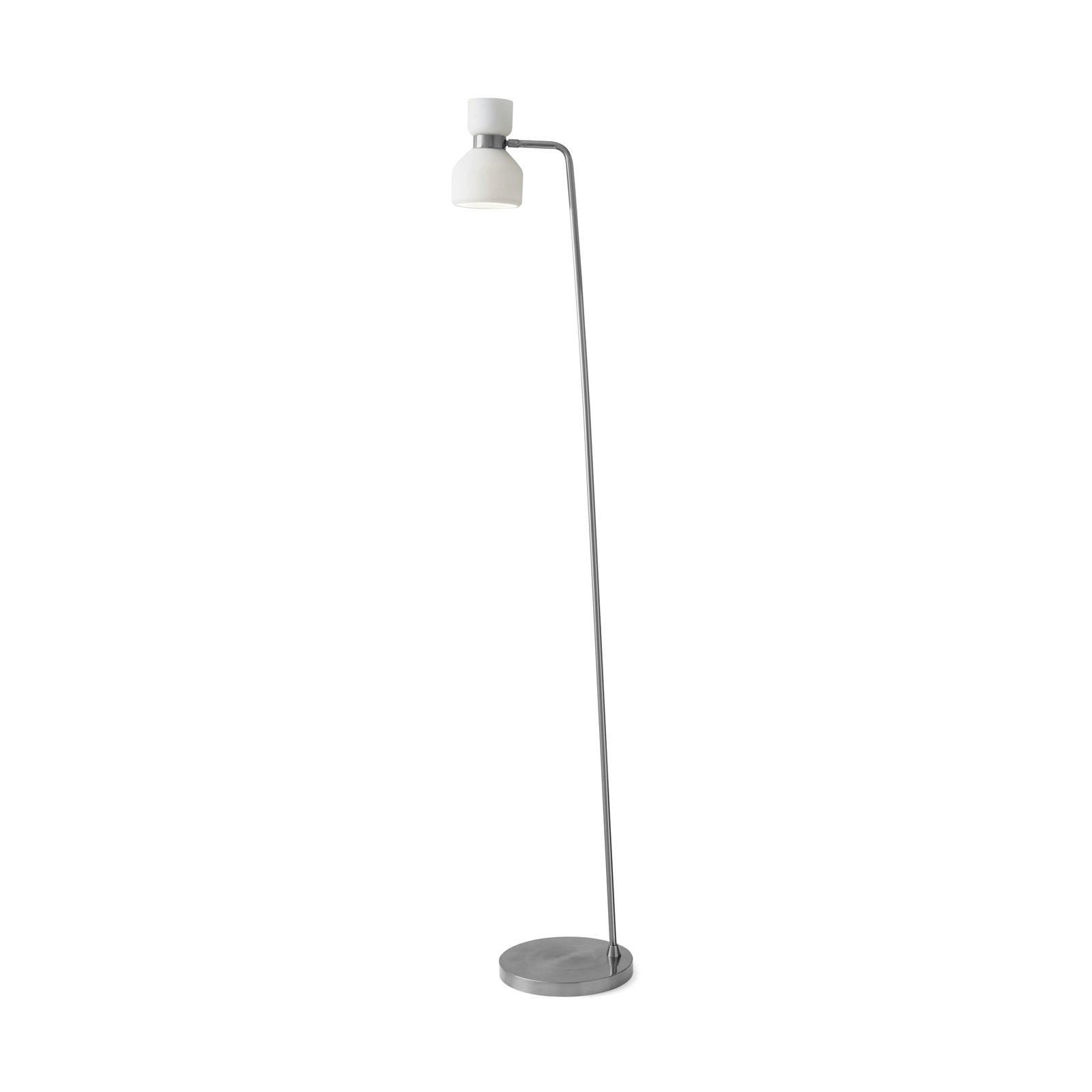 Lampe sur pied Fifty, couleur acier, verre opalin blanc, orientable