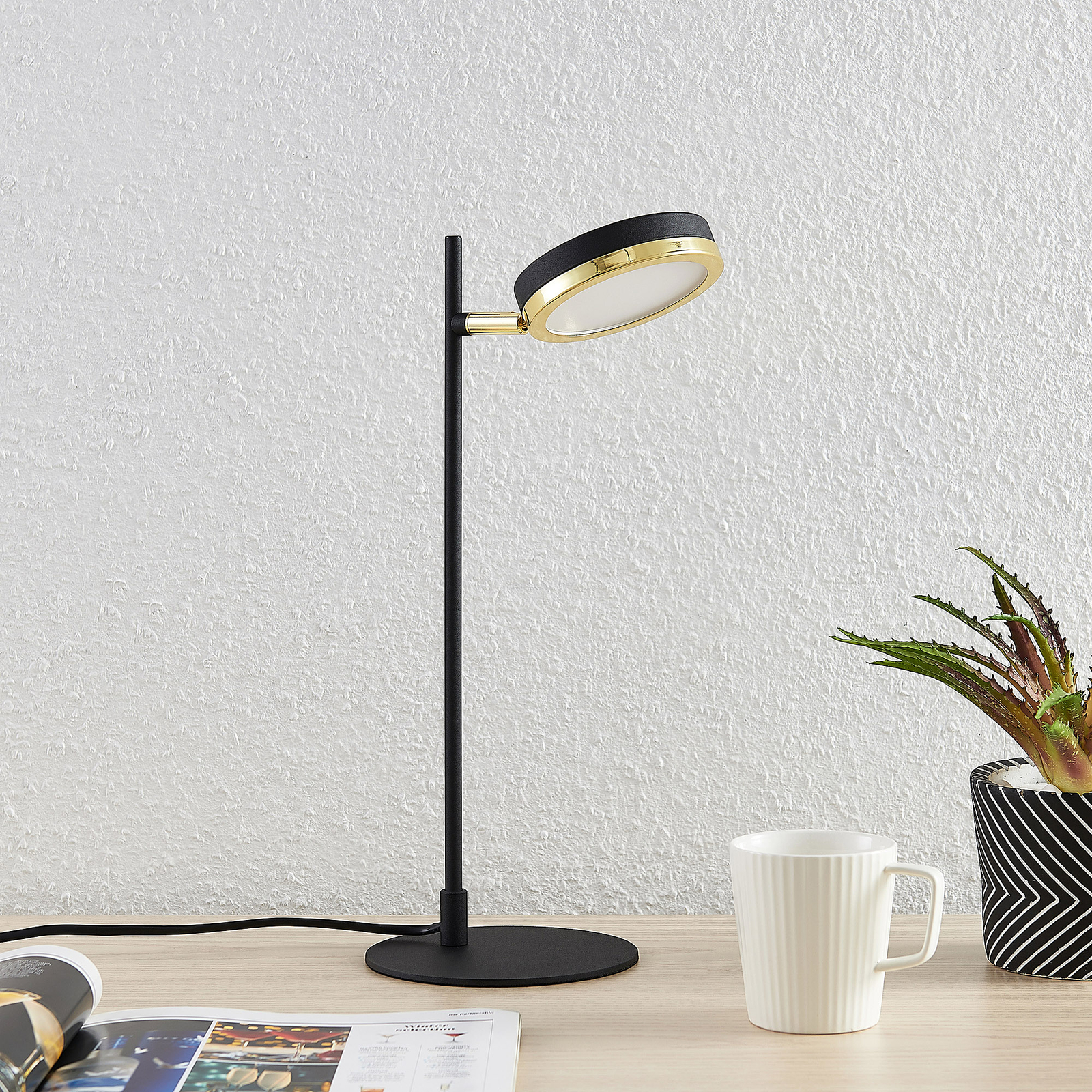 Lindby Alsani LED table lamp, for Living / Dining Room, steel, GX53, 6 W, energy efficiency: A+, W: 11.2 cm, H: 40.3 cm