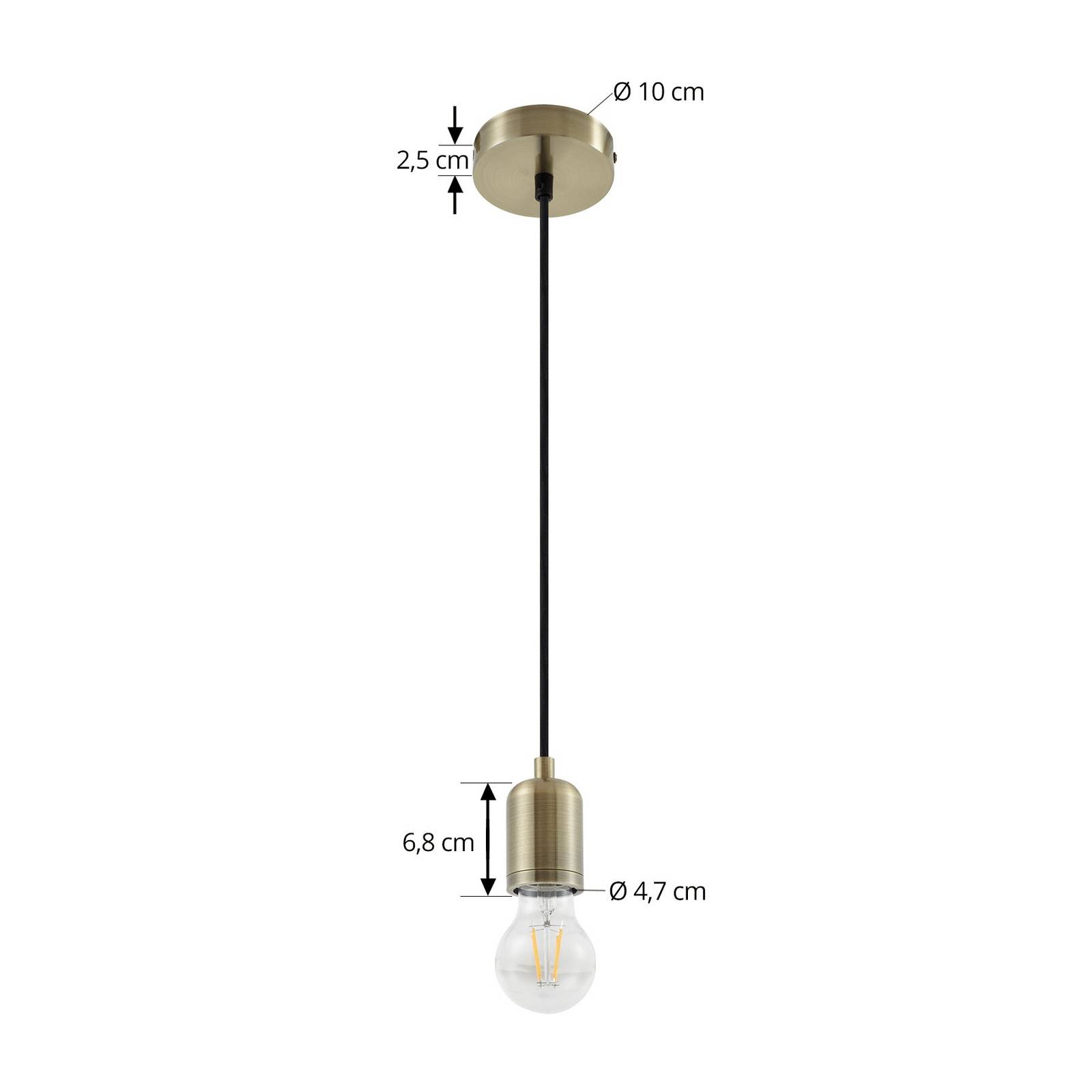 Lampa wisząca Lindby Hattie, mosiądz, Ø 4,7 cm, metal, E27