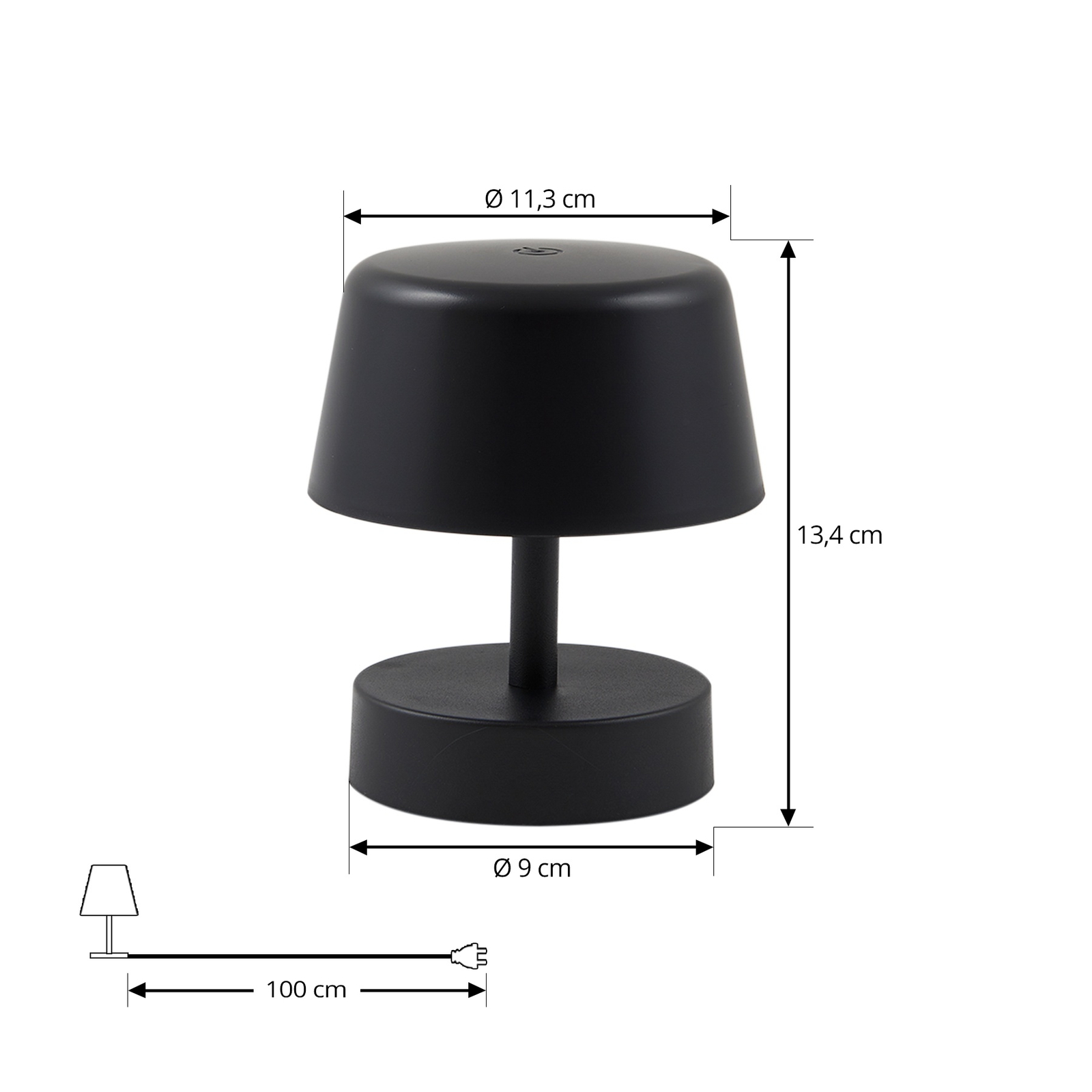 Candeeiro de mesa recarregável Lindby LED Nalani, 13 cm de altura, IP44,