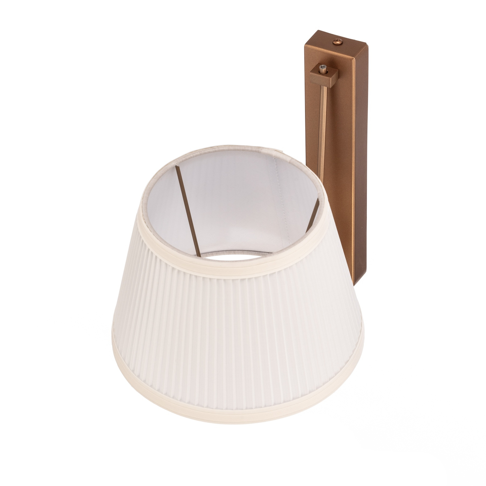 Wandlamp Atro, oud goud met witte kap