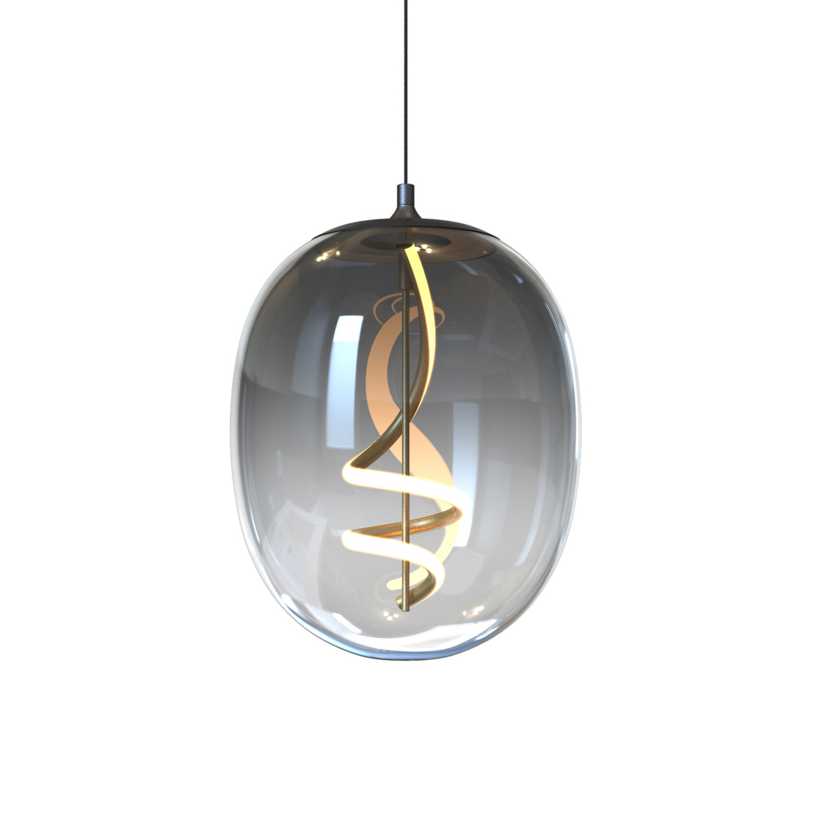 LED pendant light Lilly, glass, smoke grey, Ø 28 cm, 4000 K