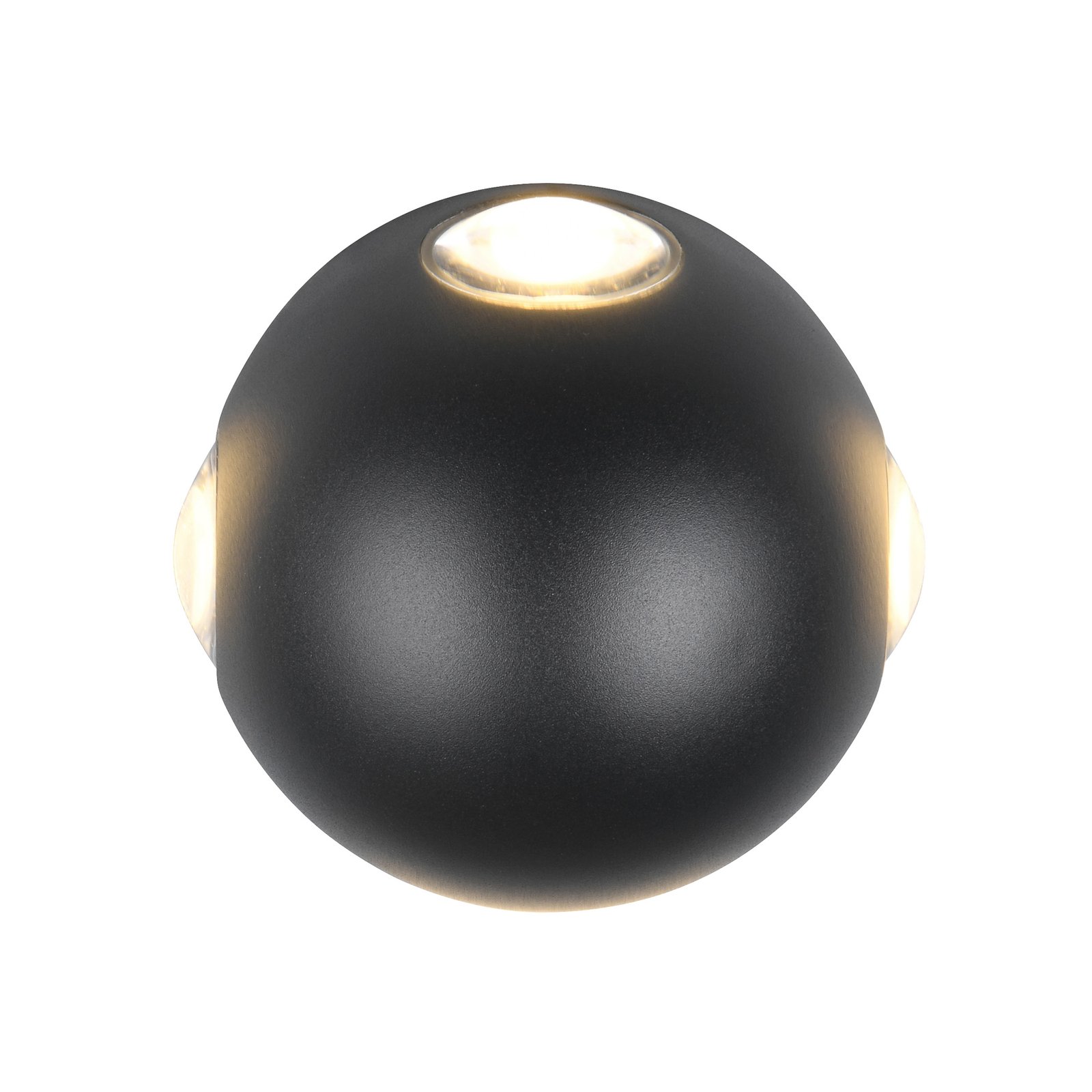 LED kültéri fali lámpa Avisio, fekete, 4 lámpás, félkör alakú