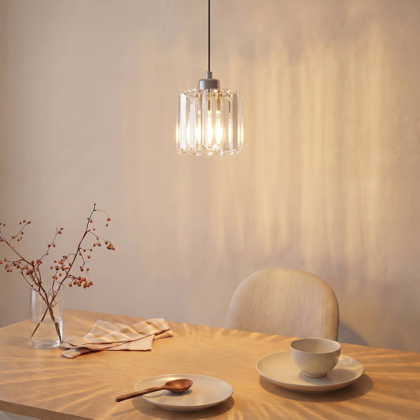 Opviq Hanglamp Yakops, chroomkleurig, Ø 13 cm, glas/metaal, E27