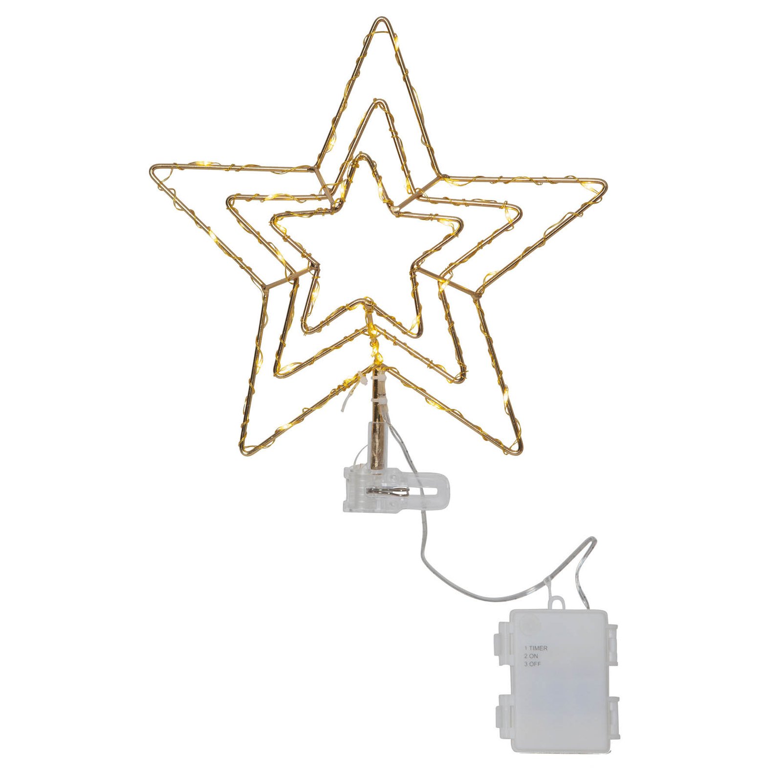 LED špička na strom Topsy, 3D hviezda na batérie