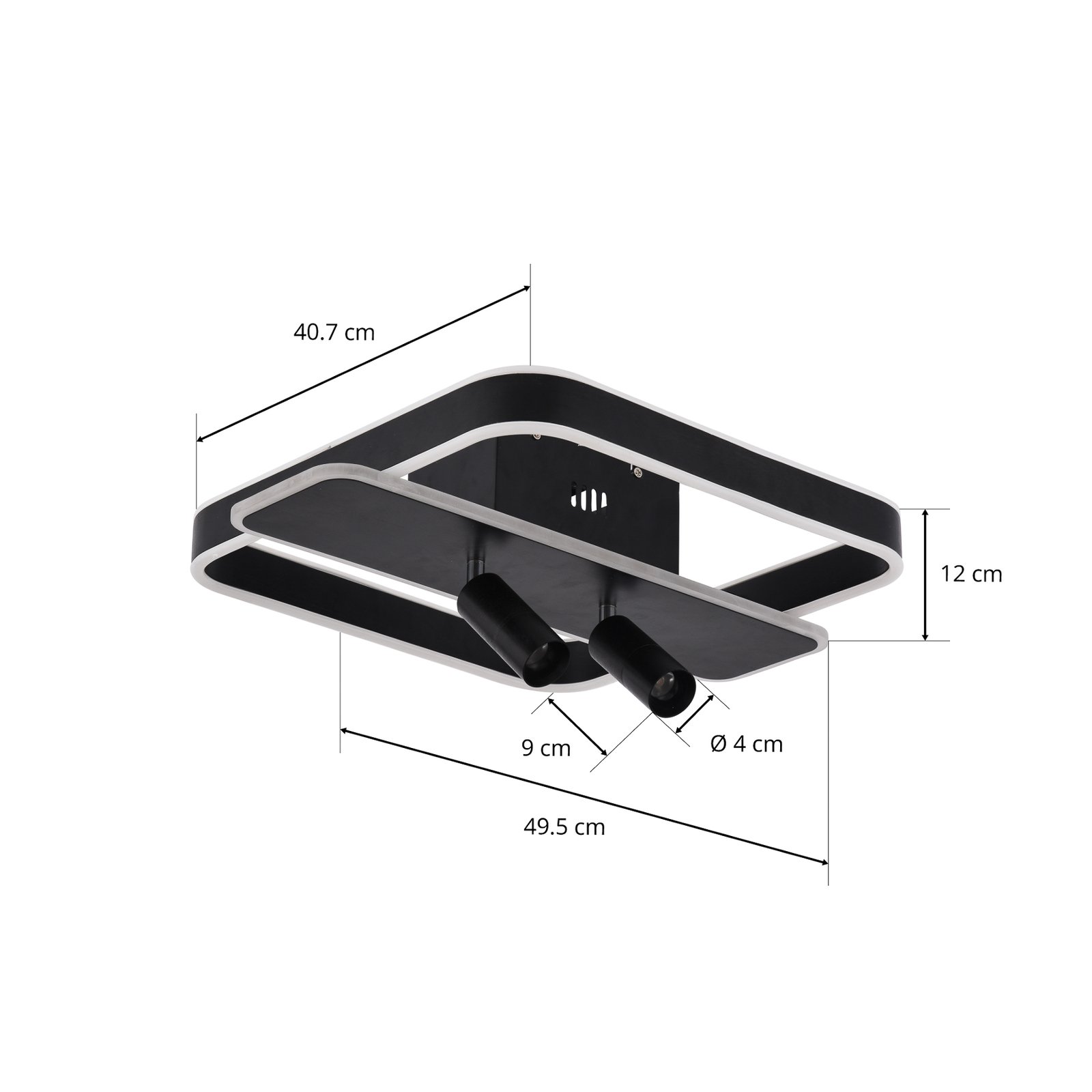 Lucande Stigla LED-taklampa, kantig, svart