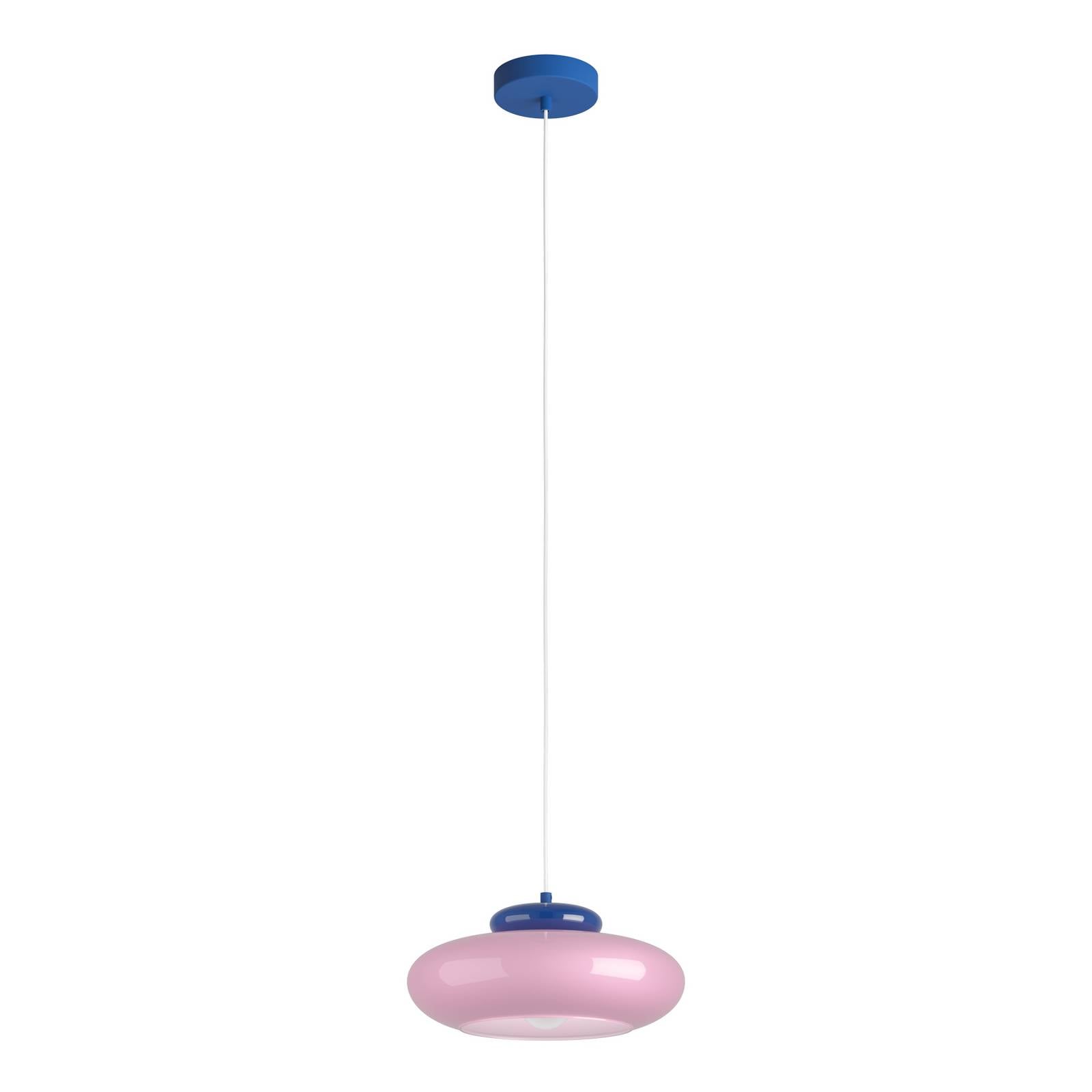 Hängelampe Berardelli pink/blau, flach, Ø 30 cm, Glas, E27