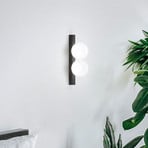 Ideal Lux LED wall lamp Ping Pong black 2-bulb opal glass