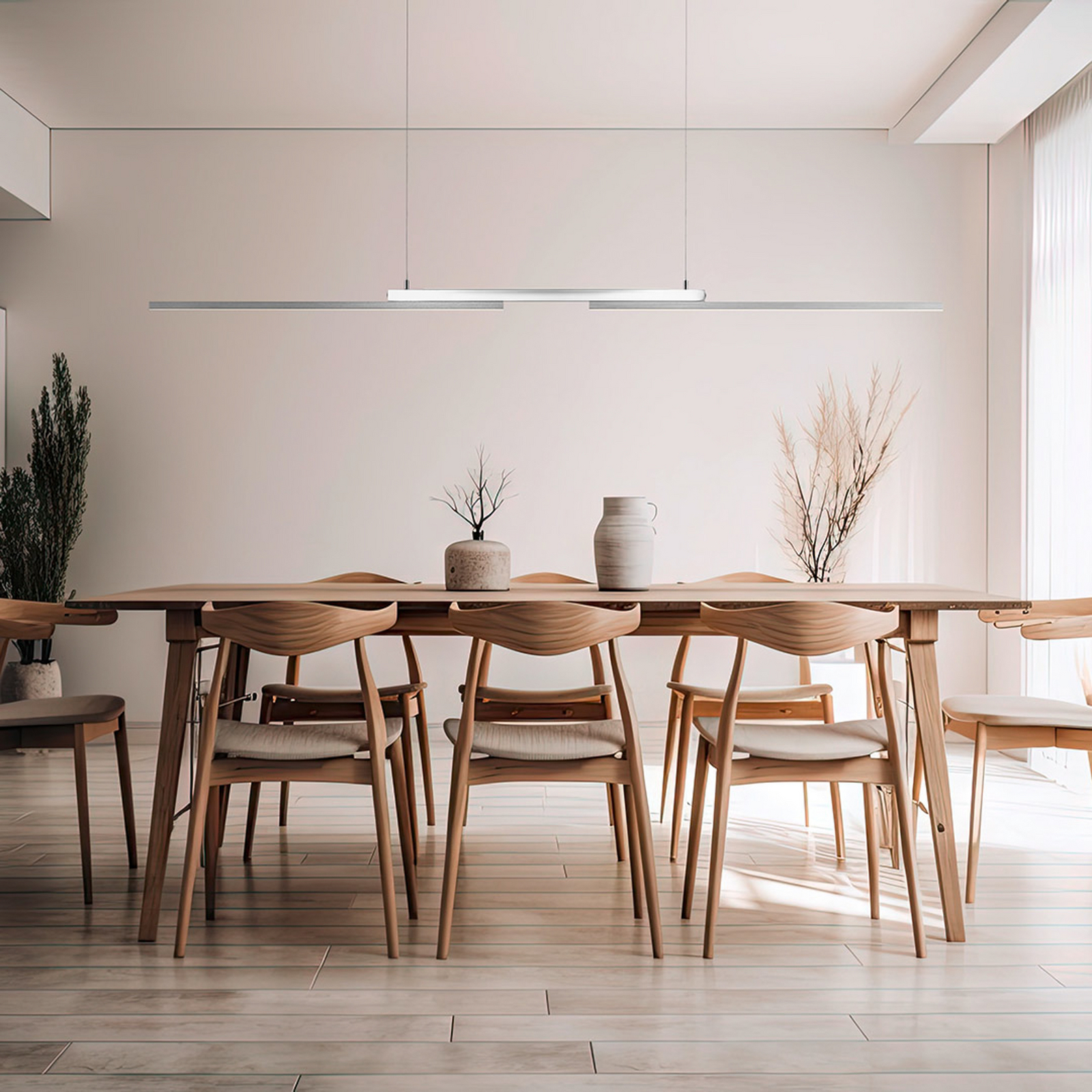 LED závesné svietidlo More, nikl/chróm, dĺžka 120 cm, kov
