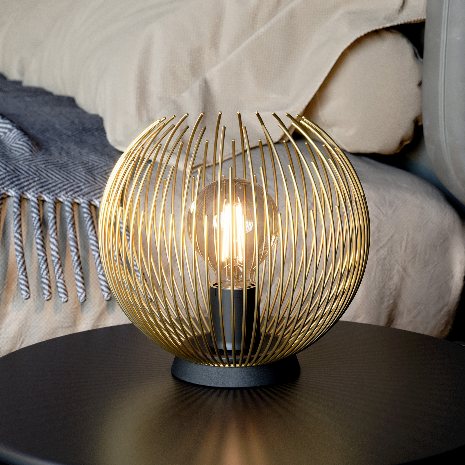 EGLO Lampă de masă Venezuela abajur din tije de aur - Camera de zi / sufragerie - Modern - auriu negru - Metal