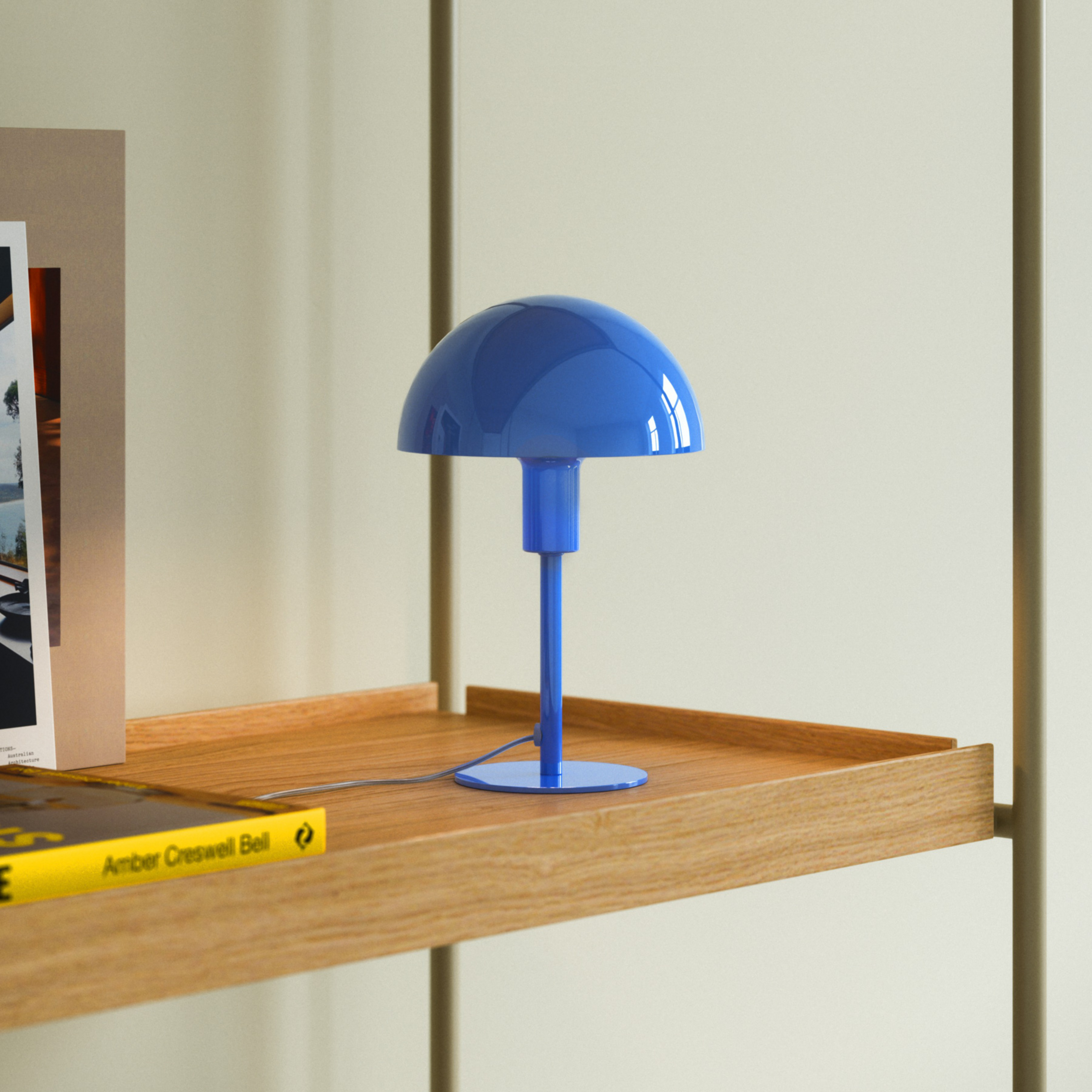 Lampa stołowa Ellen Mini z metalu, niebieska