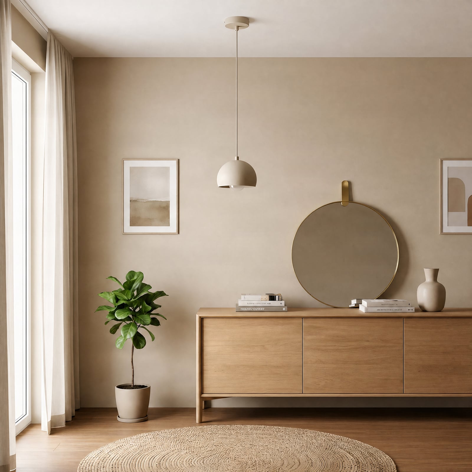 Lámpara colgante Sool, beige, Ø 15 cm, 1 luz, metal, E27