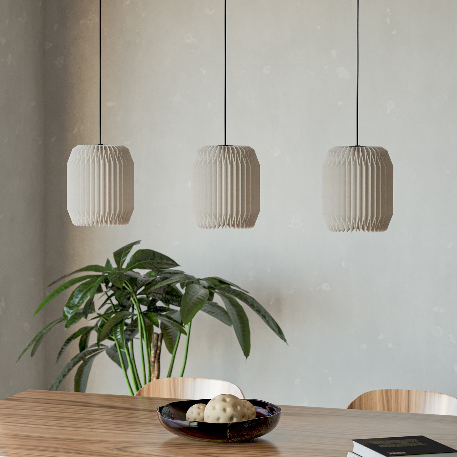 Lampada a sospensione Belgrave, lunghezza 88 cm, bianco/nero, a 3 luci.