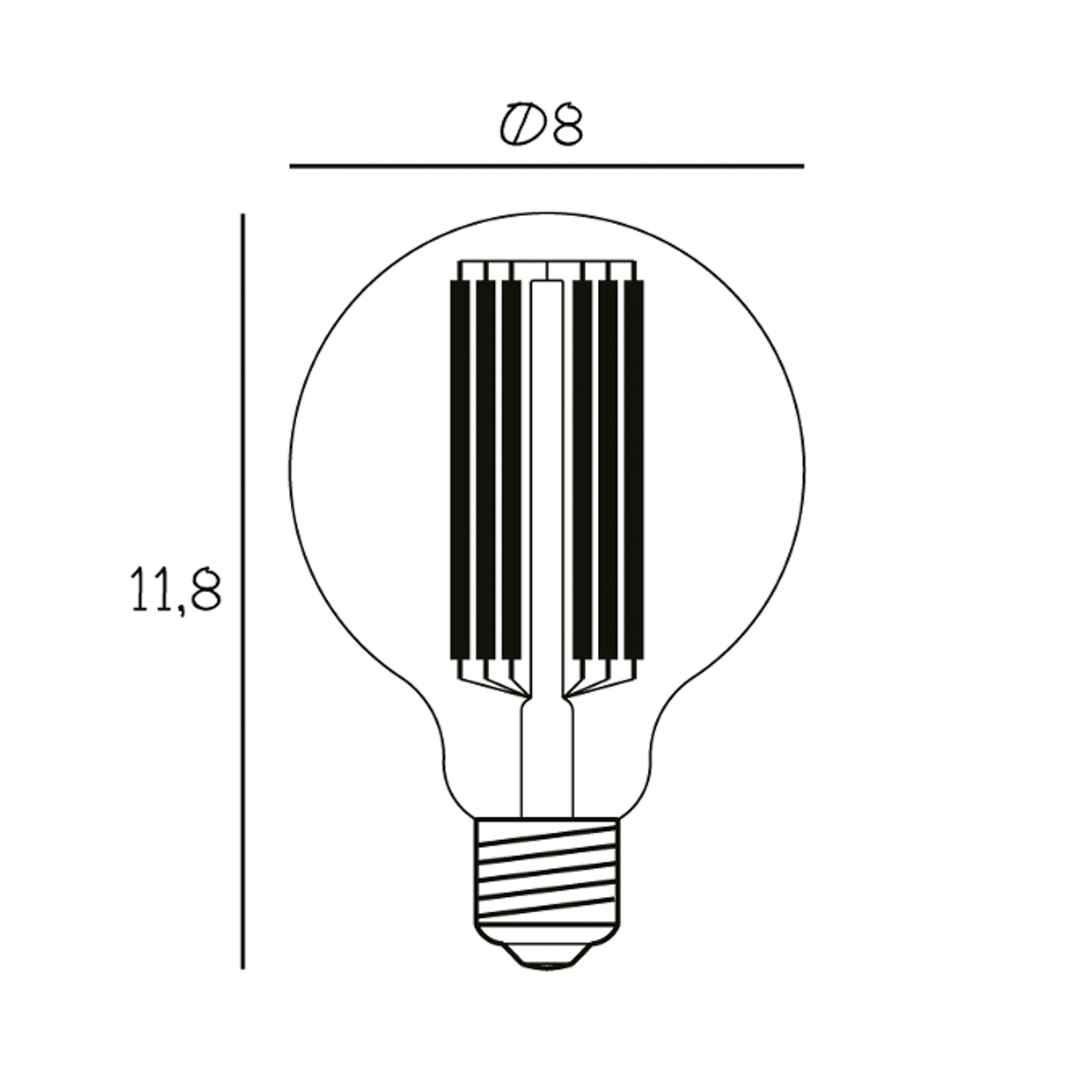 Λαμπτήρας LED Globe, E27, Ø 8 cm, 3,5 W, 2.200 K, ρυθμιζόμενος
