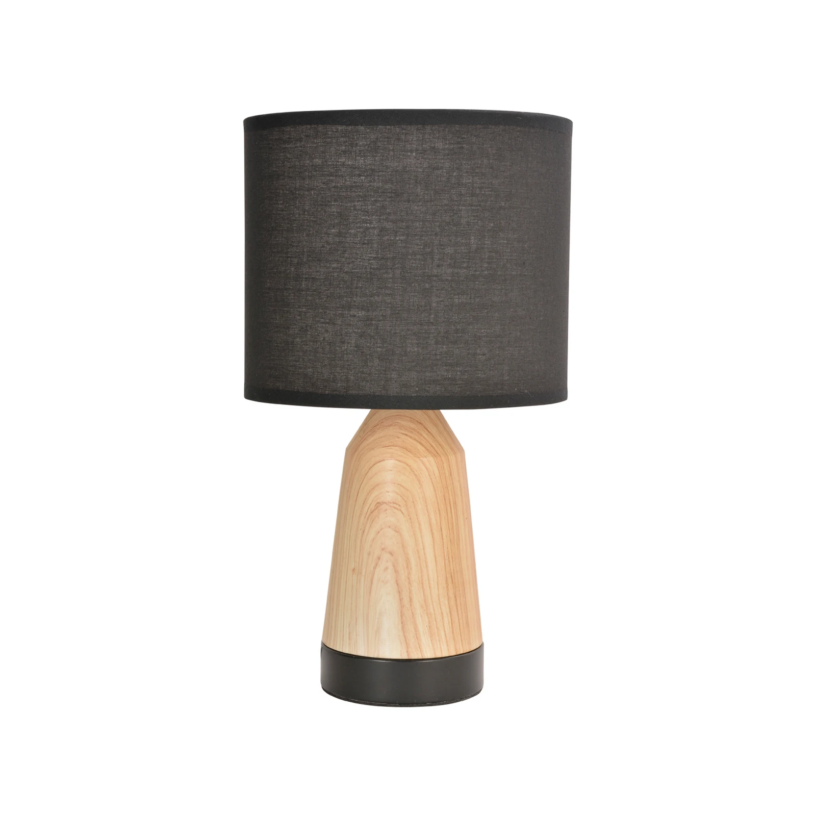 Tafellamp Baltik, zwart/licht hout 33 cm, metaal/katoen