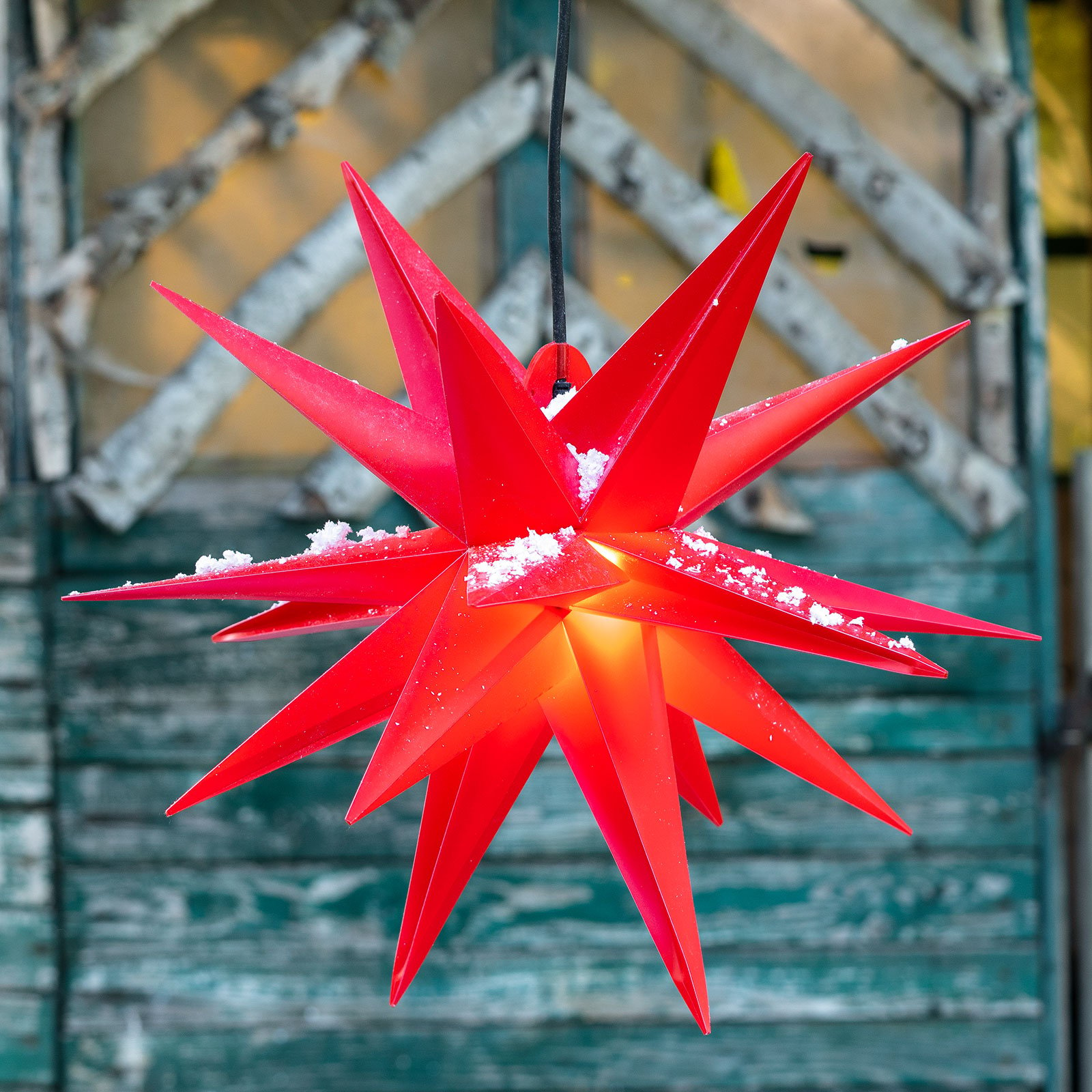 Stern Ganesha 18-zackig für Außen in Rot