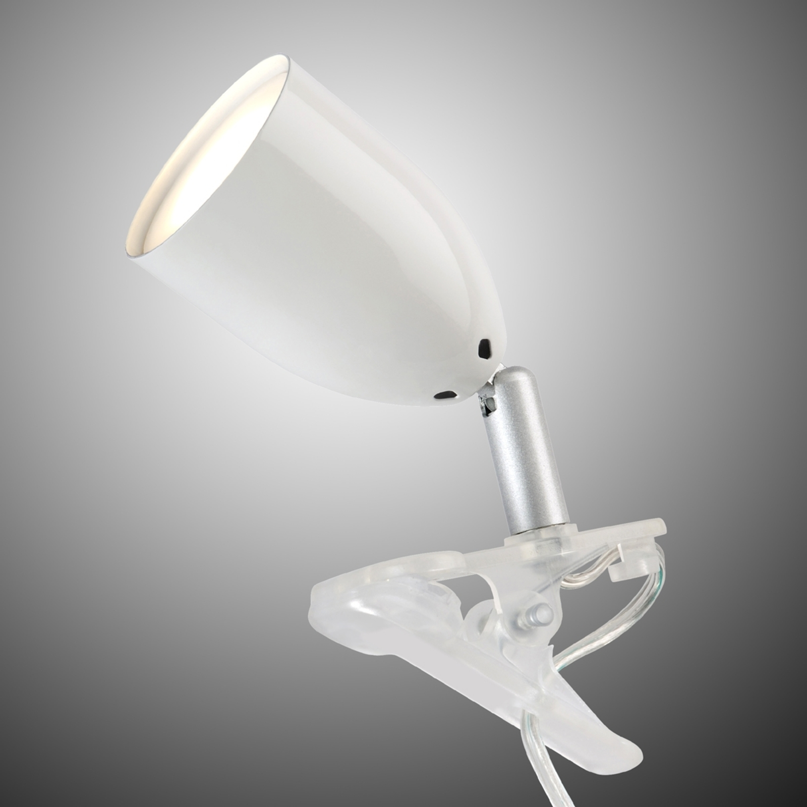 Moderno flexo LED con pinza de agarre LEO, blanco